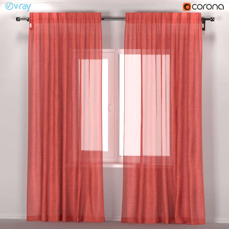 Ikea Leyongep Transparent Pink Curtains From Flax 3d