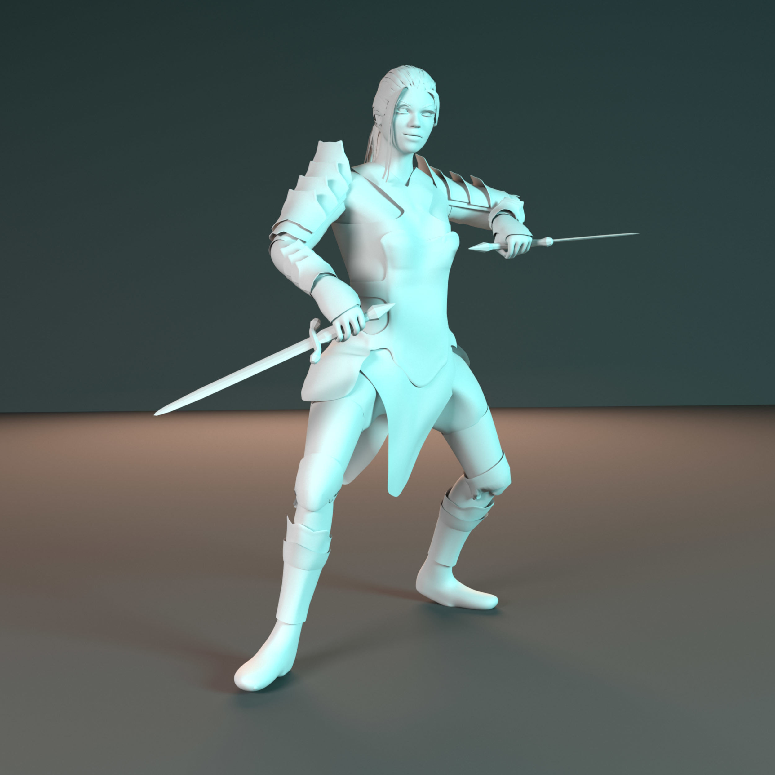 3D model 8K Female Warrior PBR Game Ready Animated VR / AR / low-poly ...