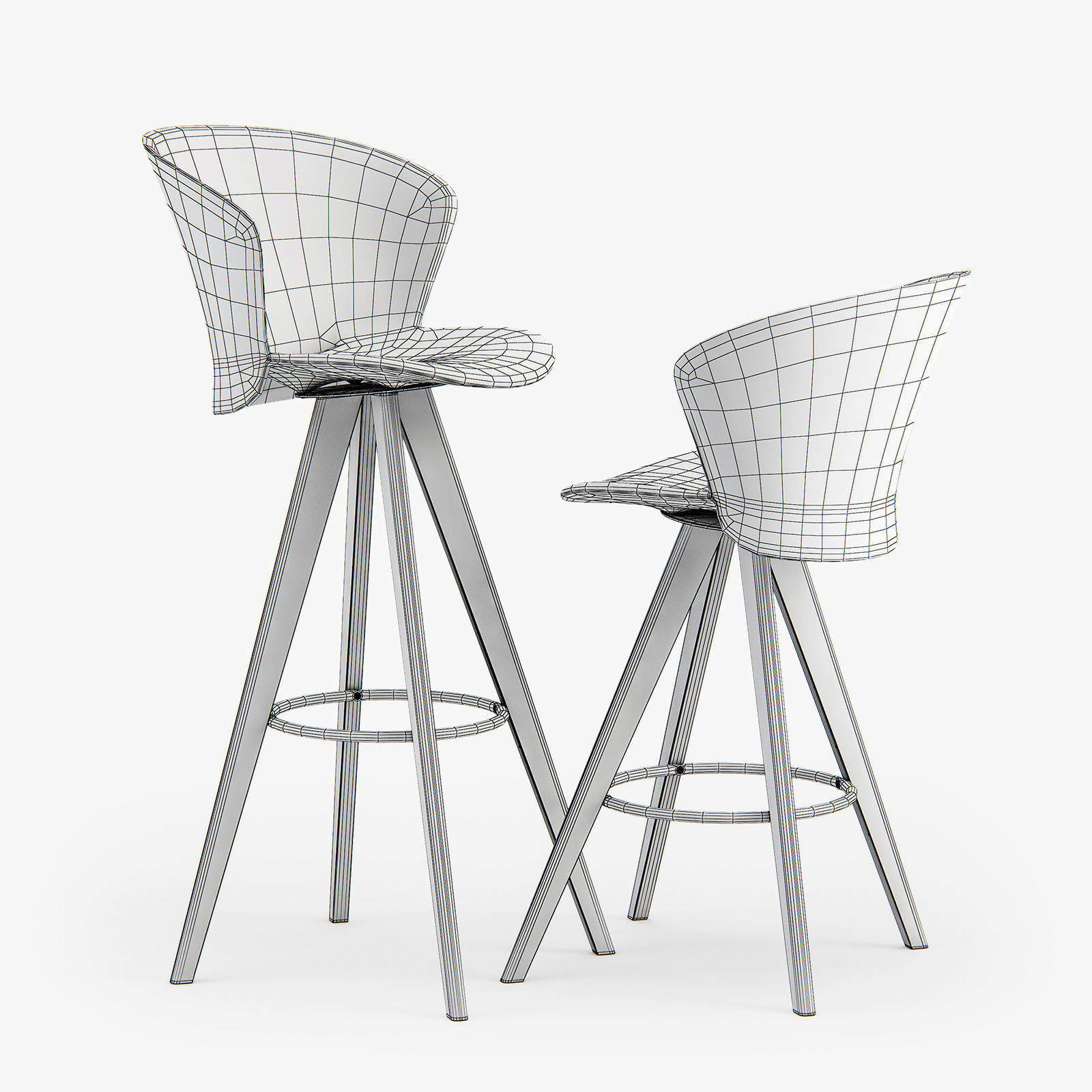 Calligaris Bahia wood stool 3D model CGTrader