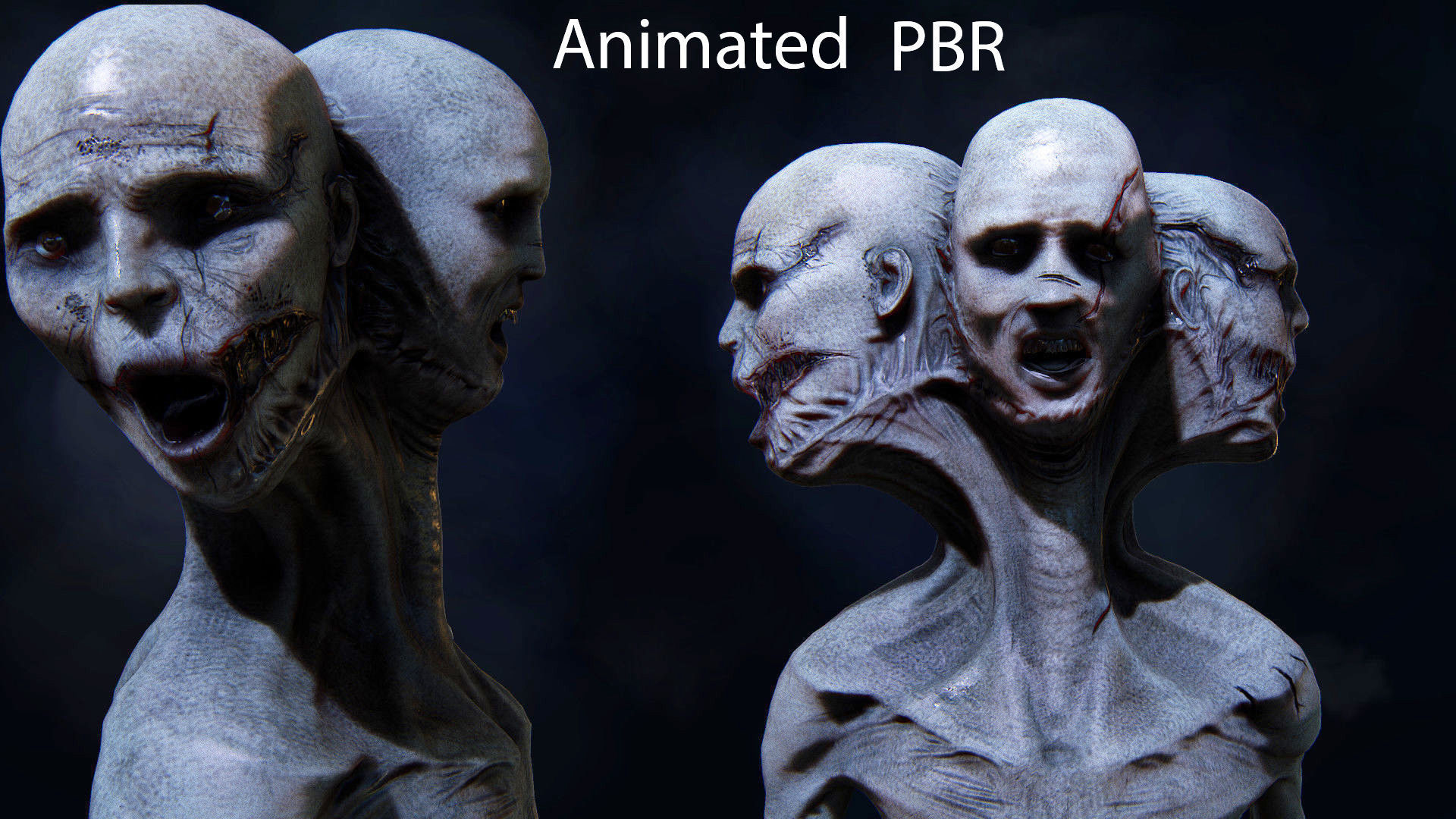 The three faces Monster ANimated Very creepy