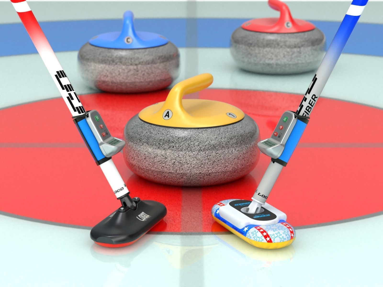 Curling Set 3D model CGTrader