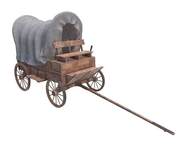 wagon wooden covered 3D model | CGTrader