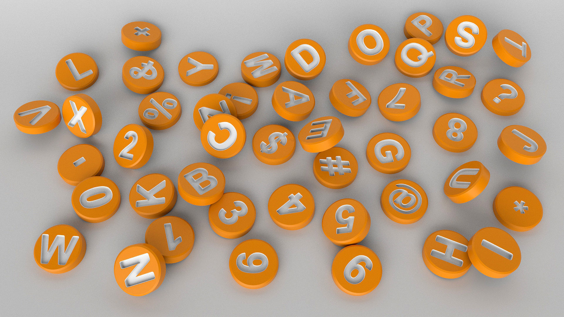 English Letters 3D model in round shape