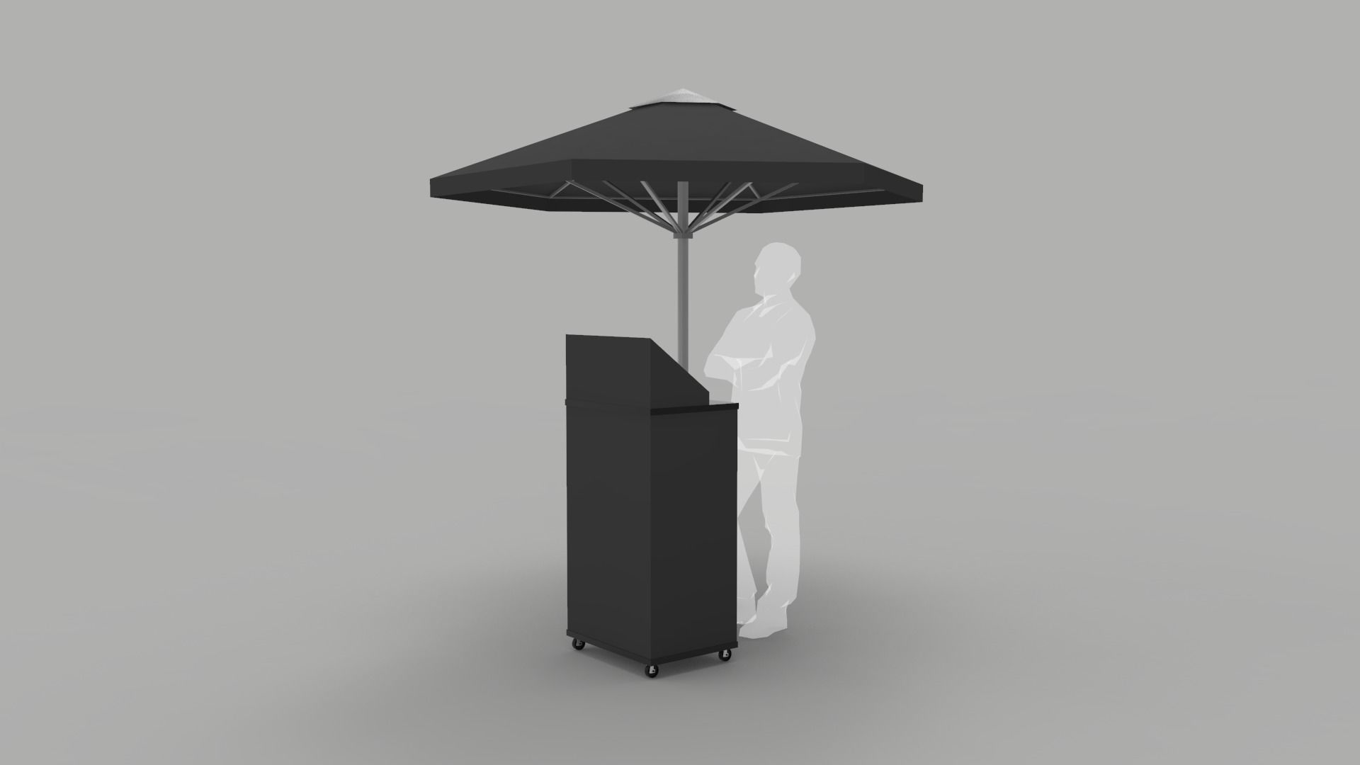Valet Parking Podium with Umbrella 3D model CGTrader