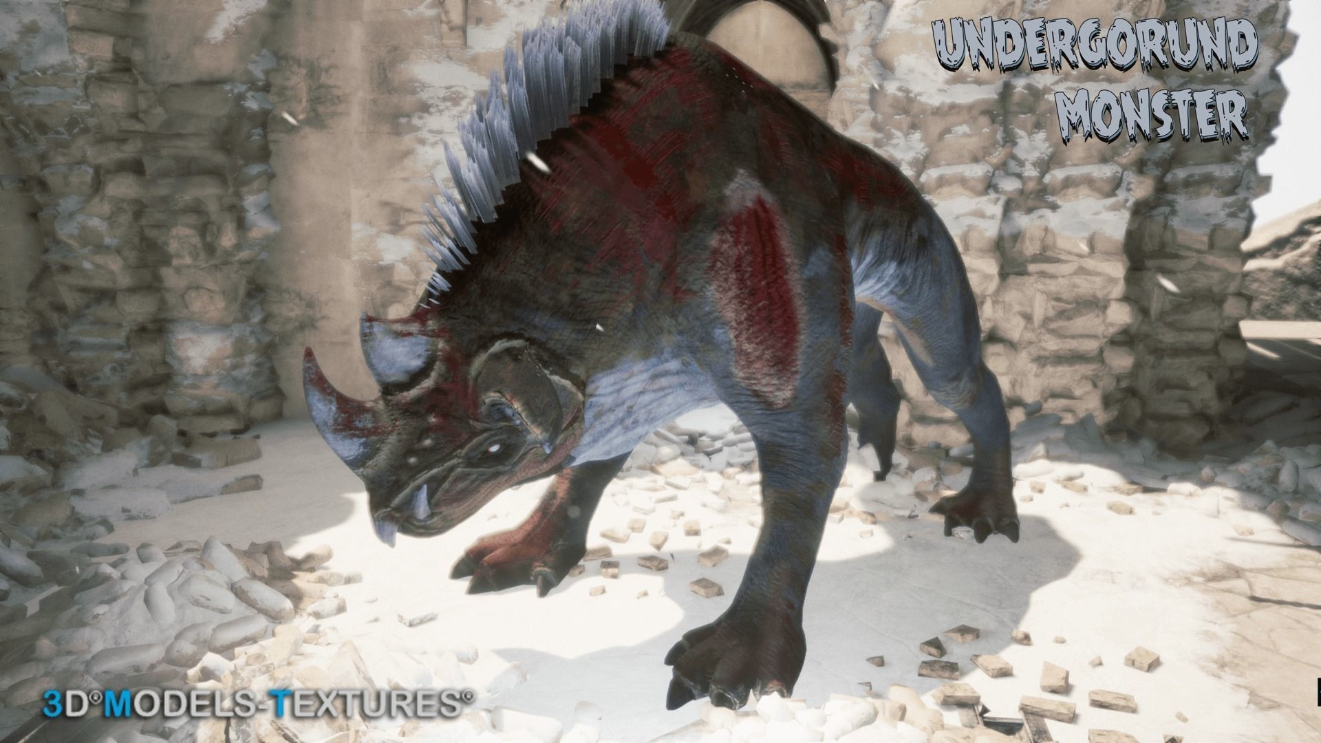 3D model UnderGround Monster for UNREAL VR / AR / low-poly rigged ...