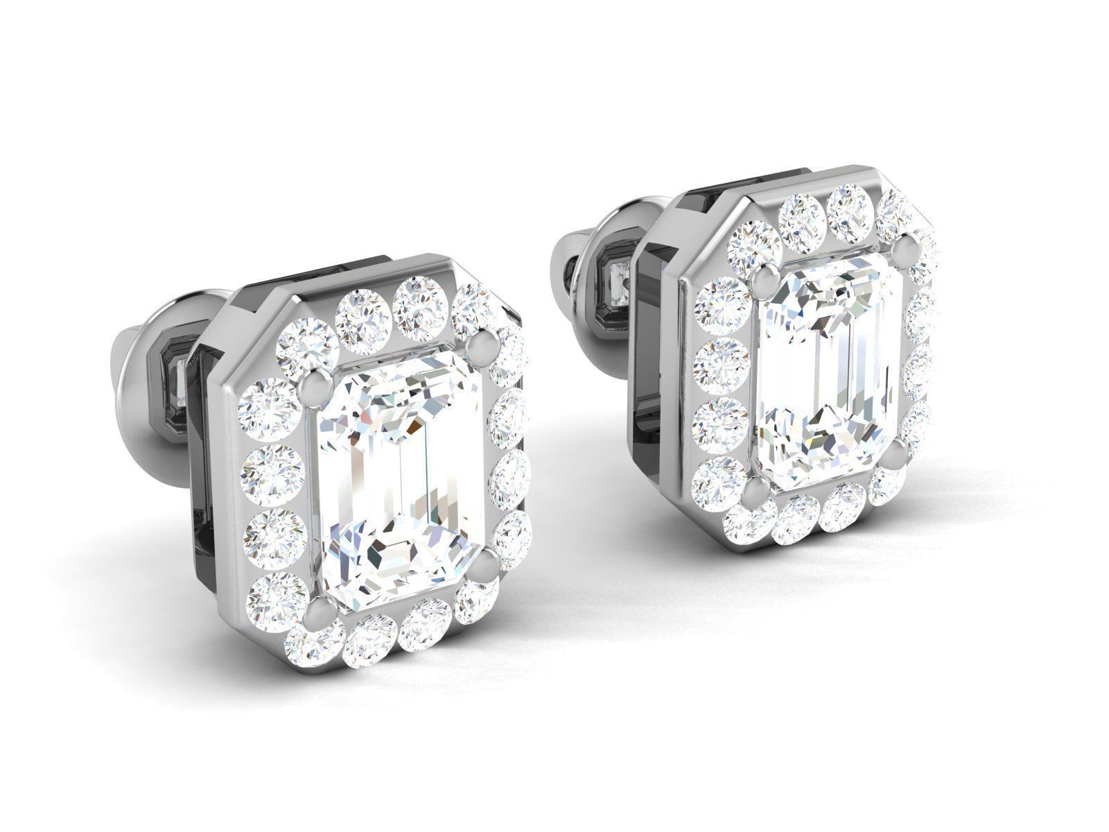 Solitaire earrings 3dm stl render detail 3D print model