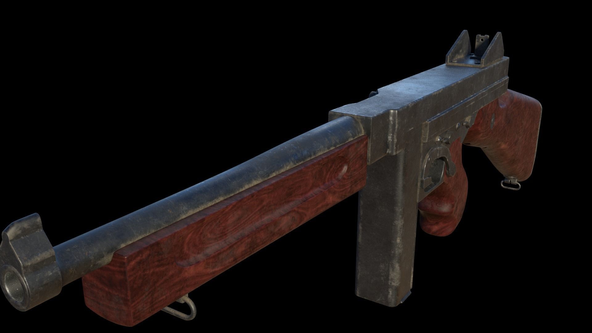 Thompson Blueprints Submachine Gun Thompson M1928A1 3D model | CGTrader