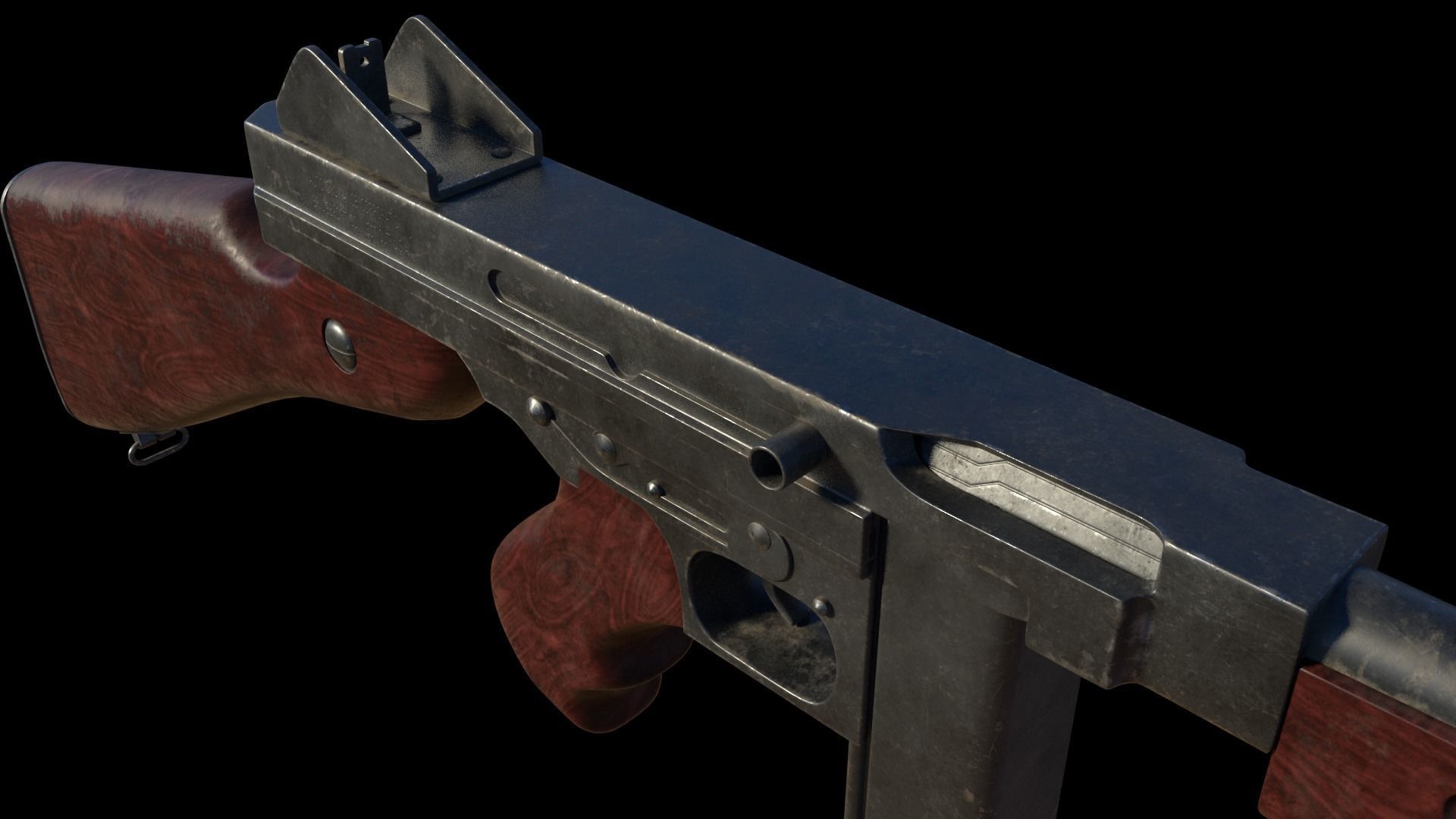 Thompson Blueprints Submachine Gun Thompson M1928A1 3D model | CGTrader