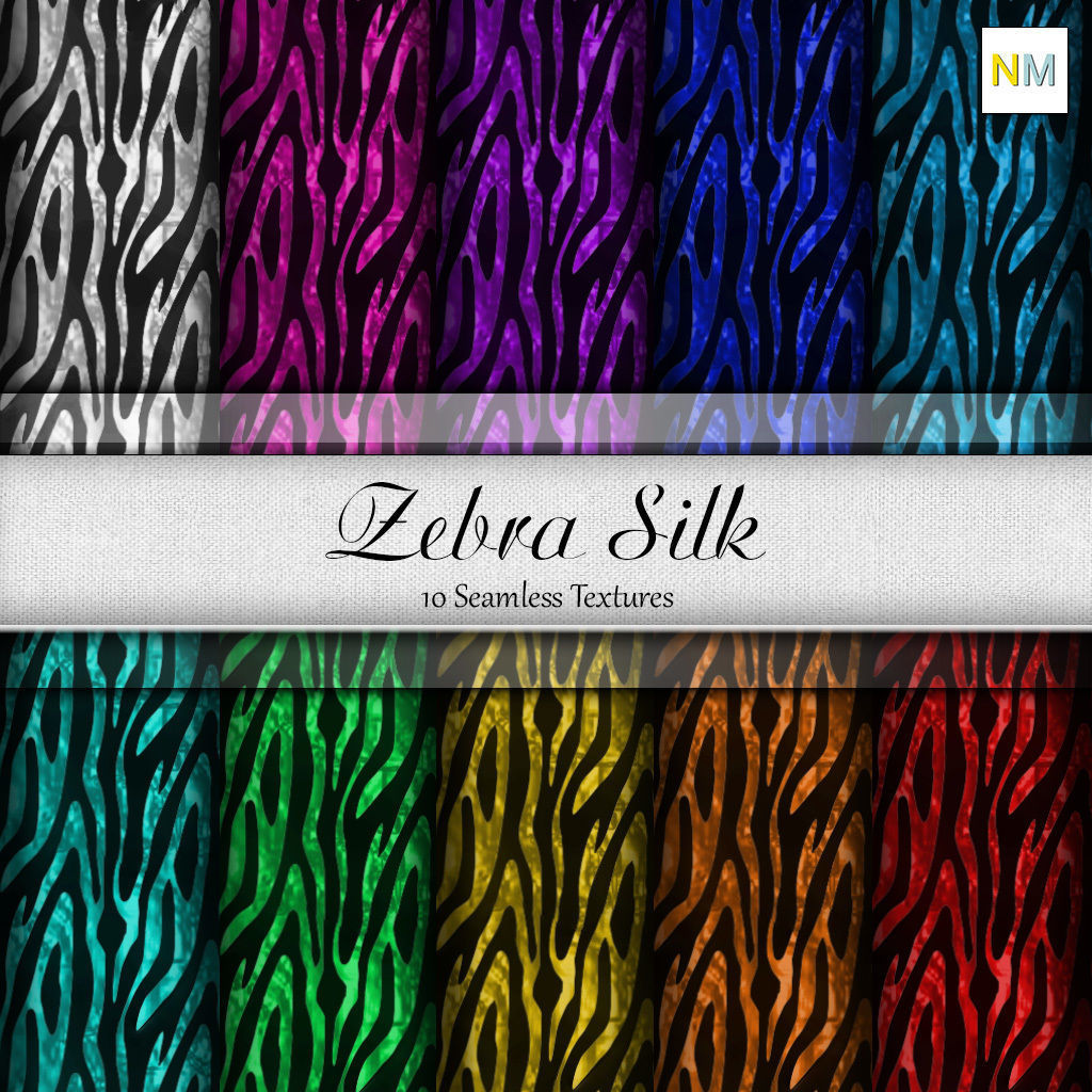 Zebra Silk Fabrics Seamless Textures Set 3D model