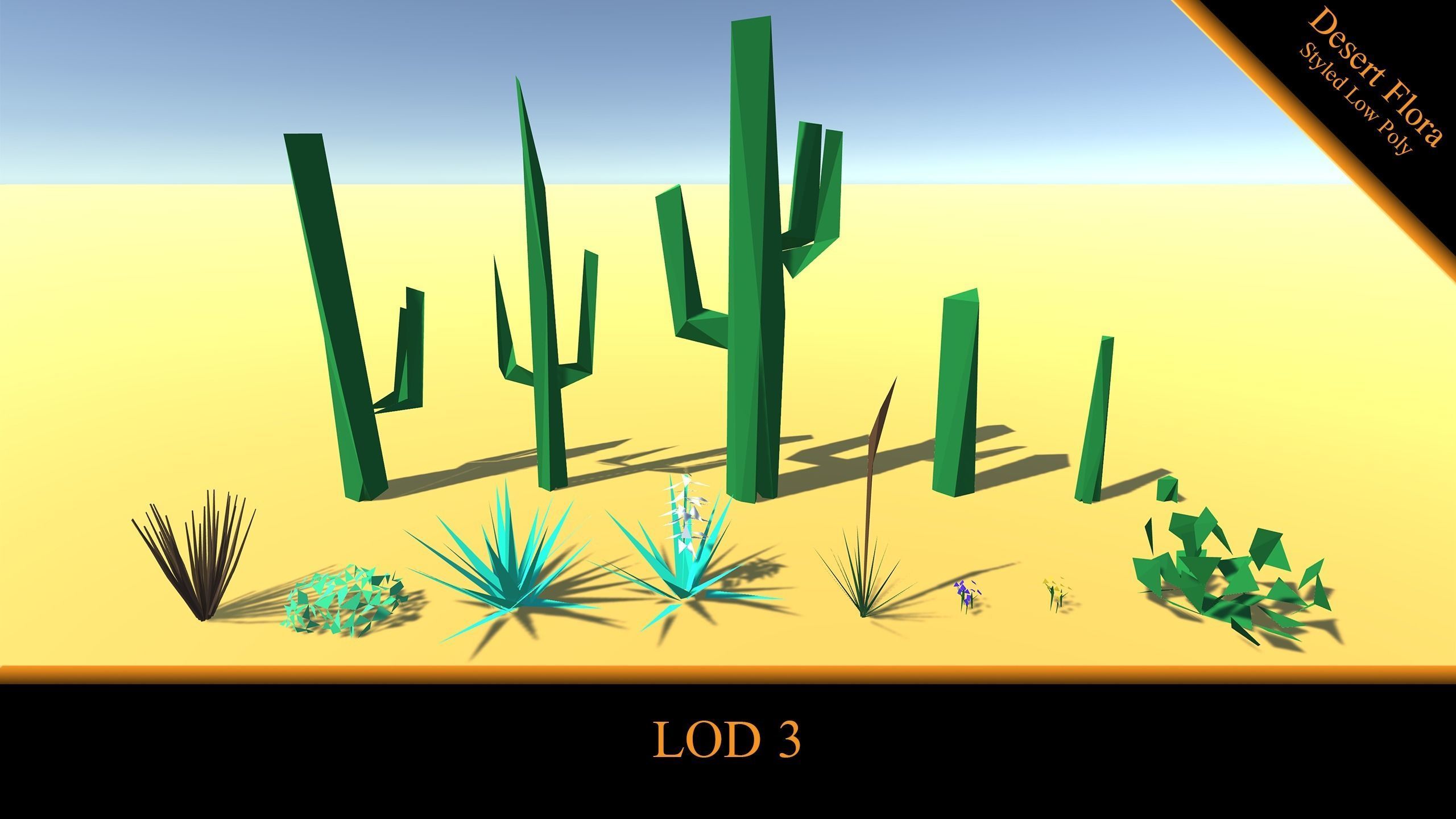 Desert Flora - Styled Low Poly free VR / AR / low-poly 3D model | CGTrader
