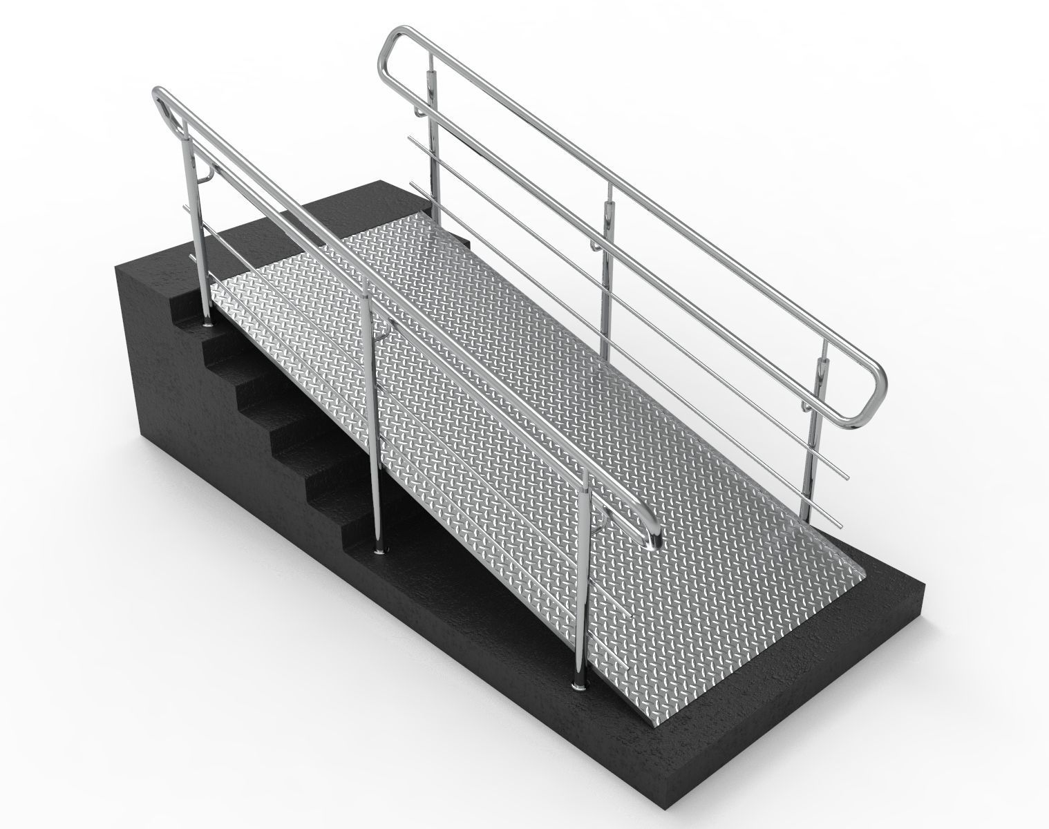 3D Ramp with railing CGTrader