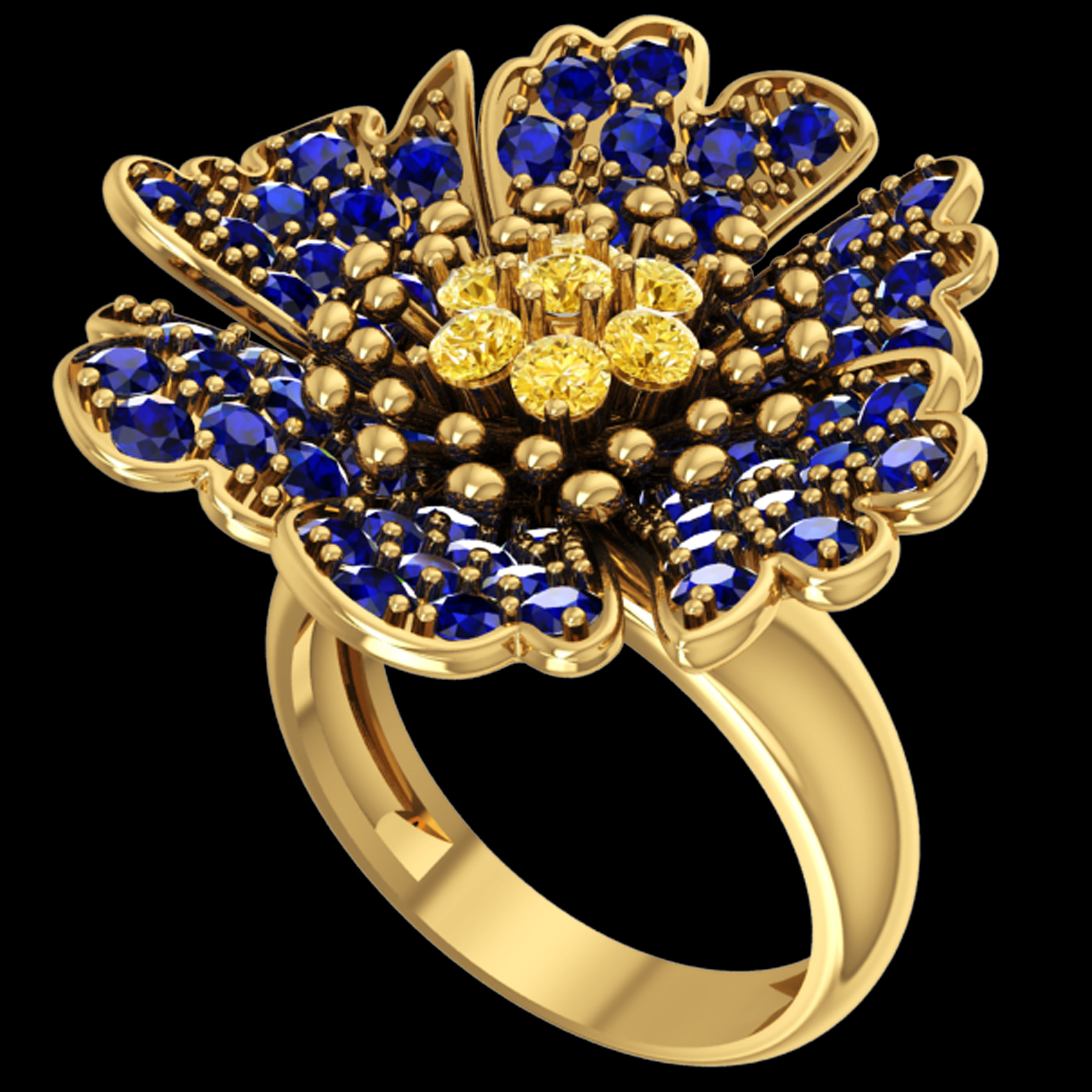 Nice flower ring with diamond or natural stone  3D print model