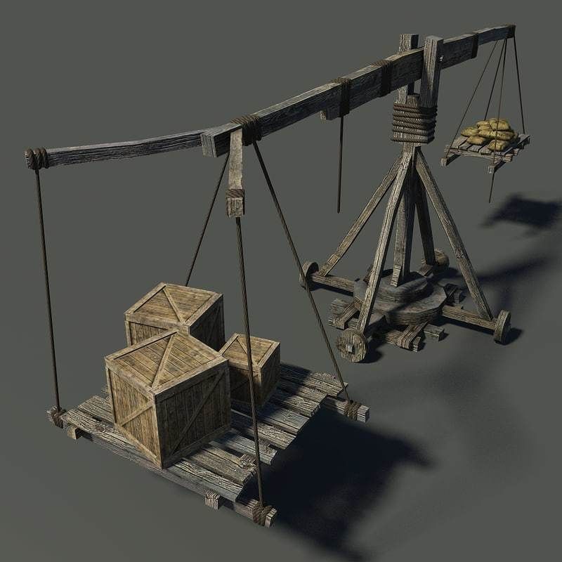 3d Model Old Wooden Crane Vr Ar Low Poly Max Obj Fbx