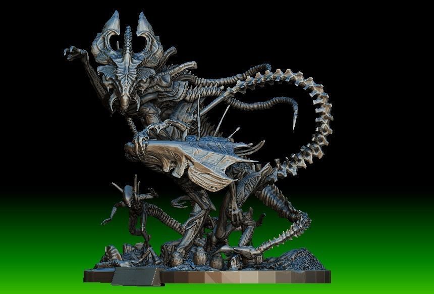 King alien vs Queen Diorama statue 3d model 3D model CGTrader