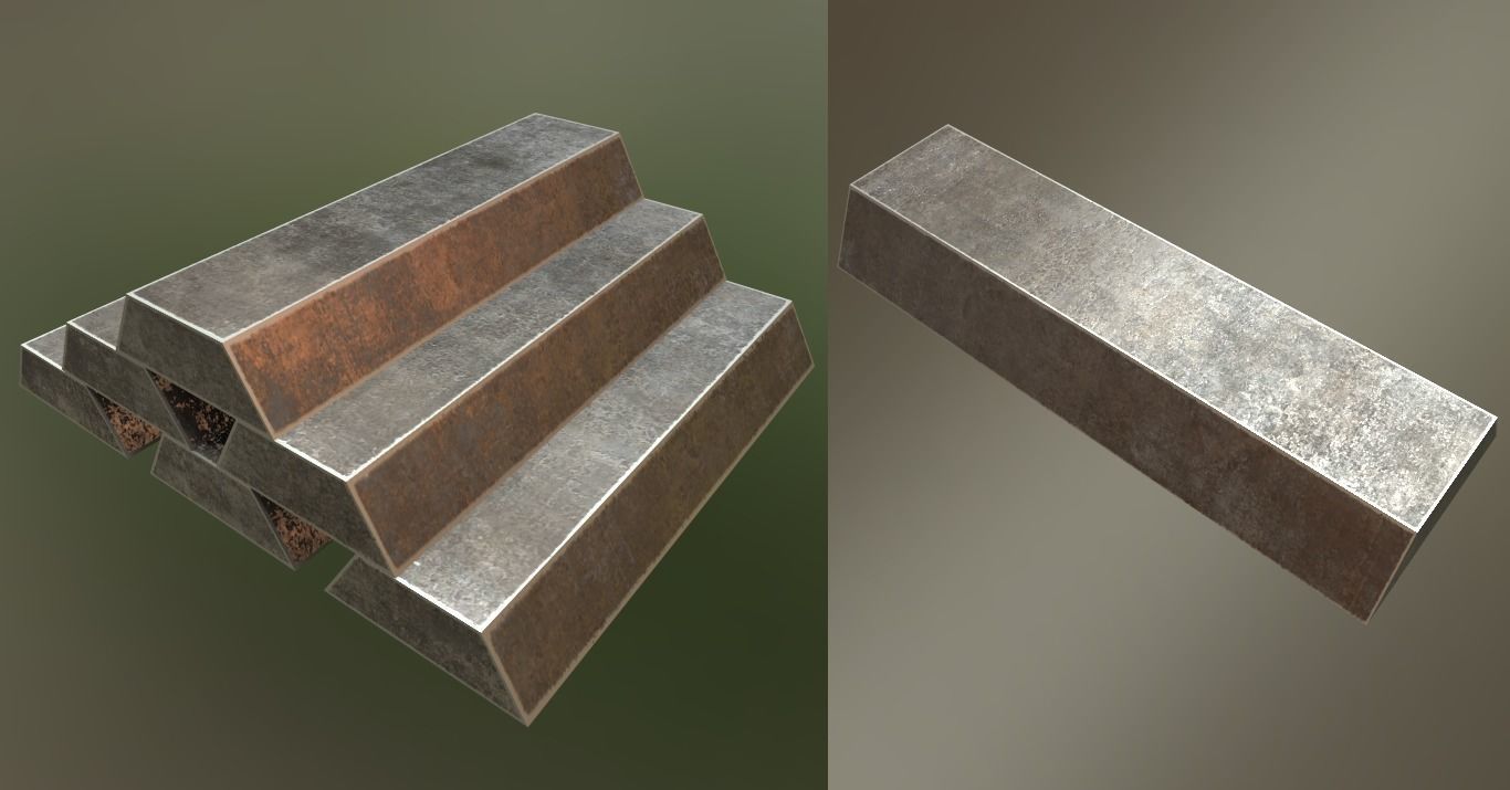 3D model PBR Iron Ingot Stacked and Single VR / AR / lowpoly CGTrader