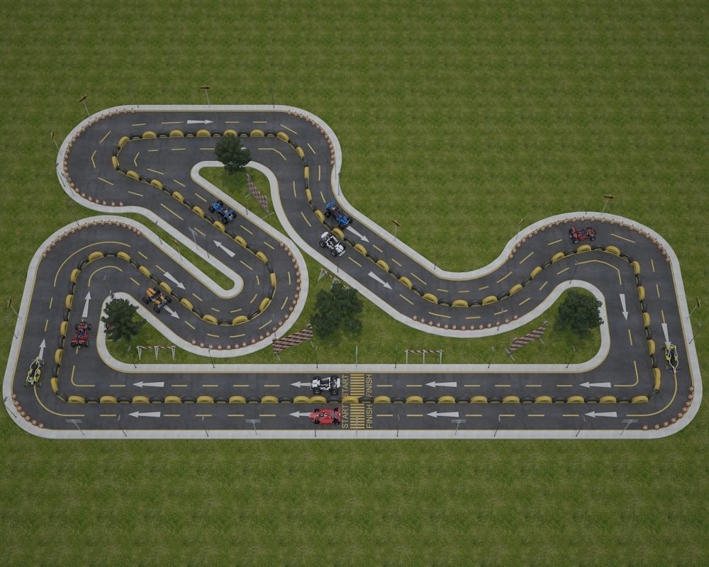 Race Track 3D model grass CGTrader