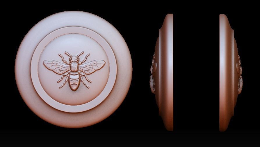 Honey bee bas-relief 3D print model