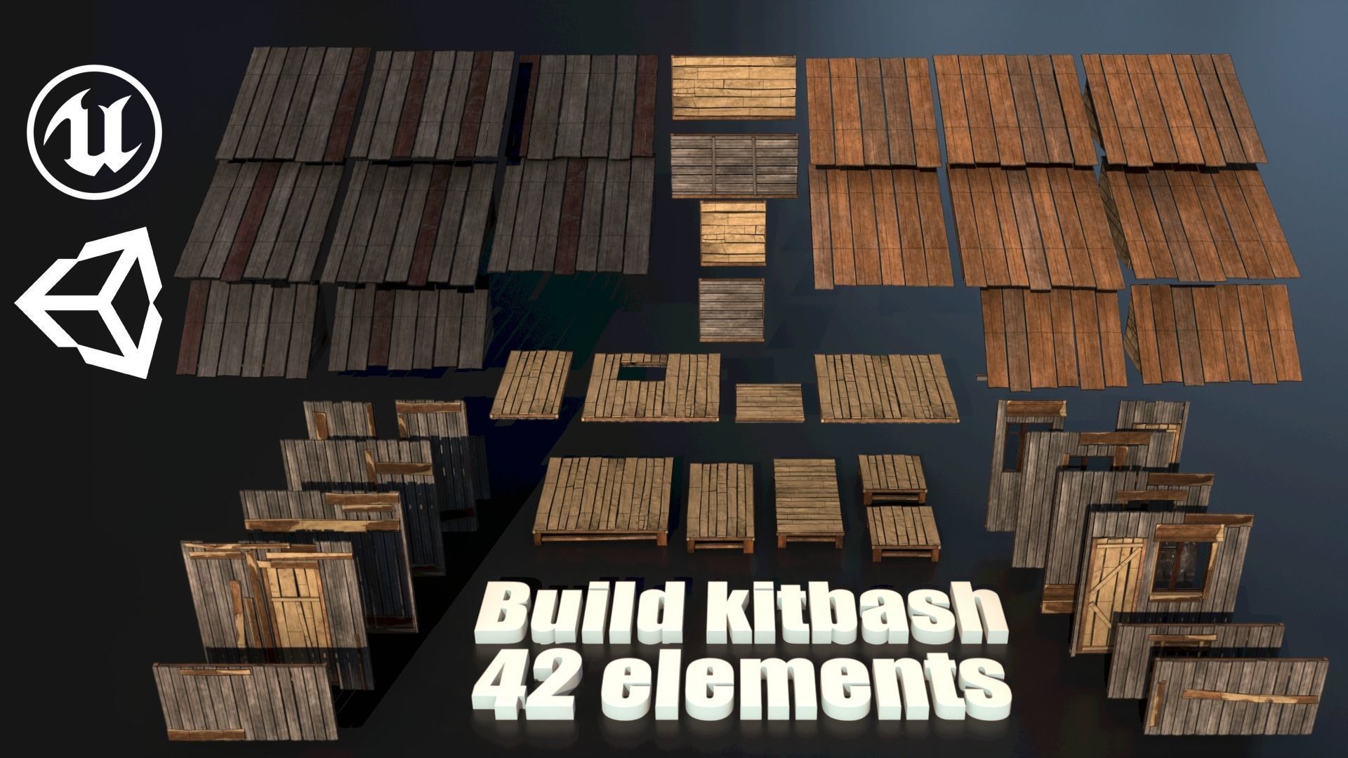 Wood Build Construct Collection - Modular Game ready props