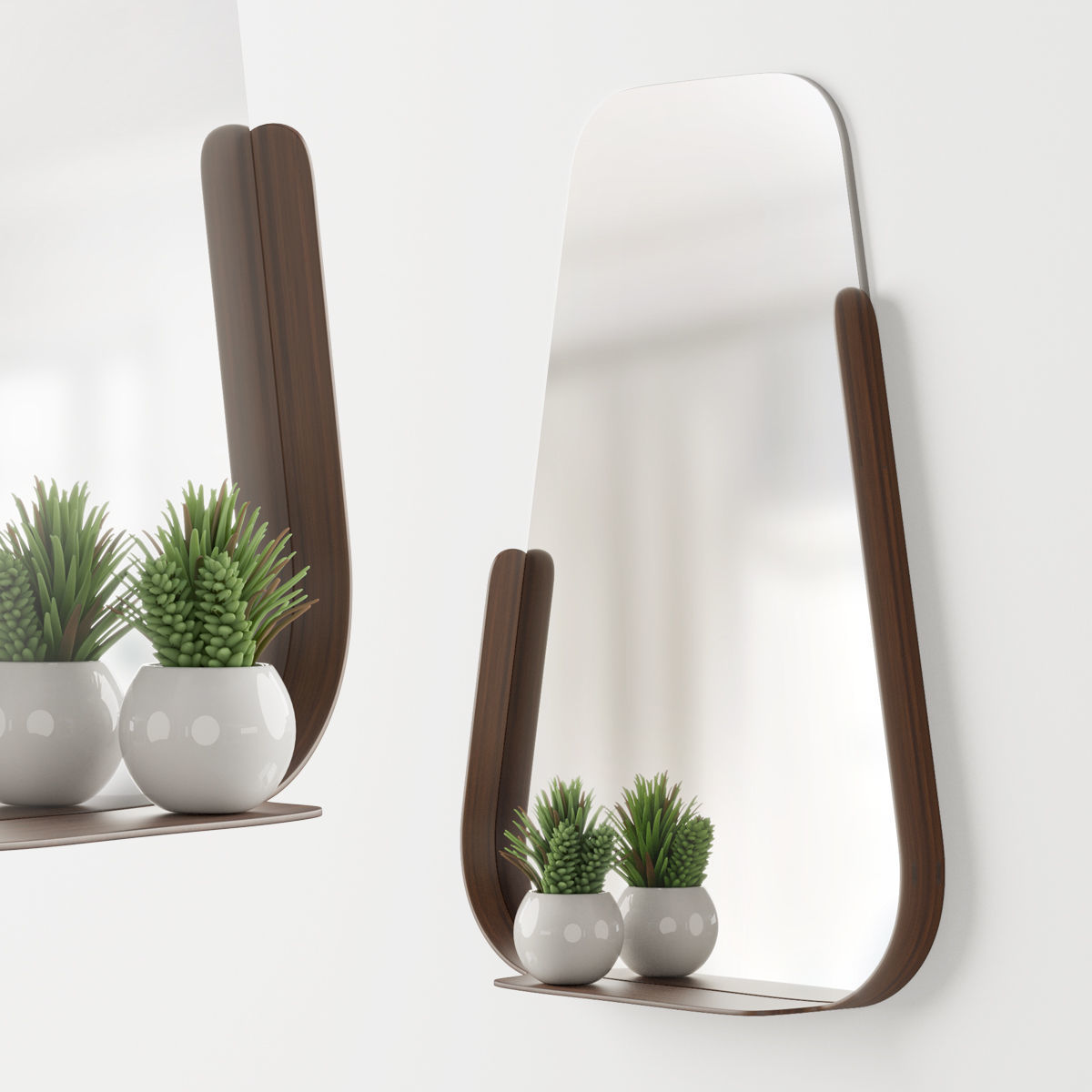 Modern mirror with shelf and decor