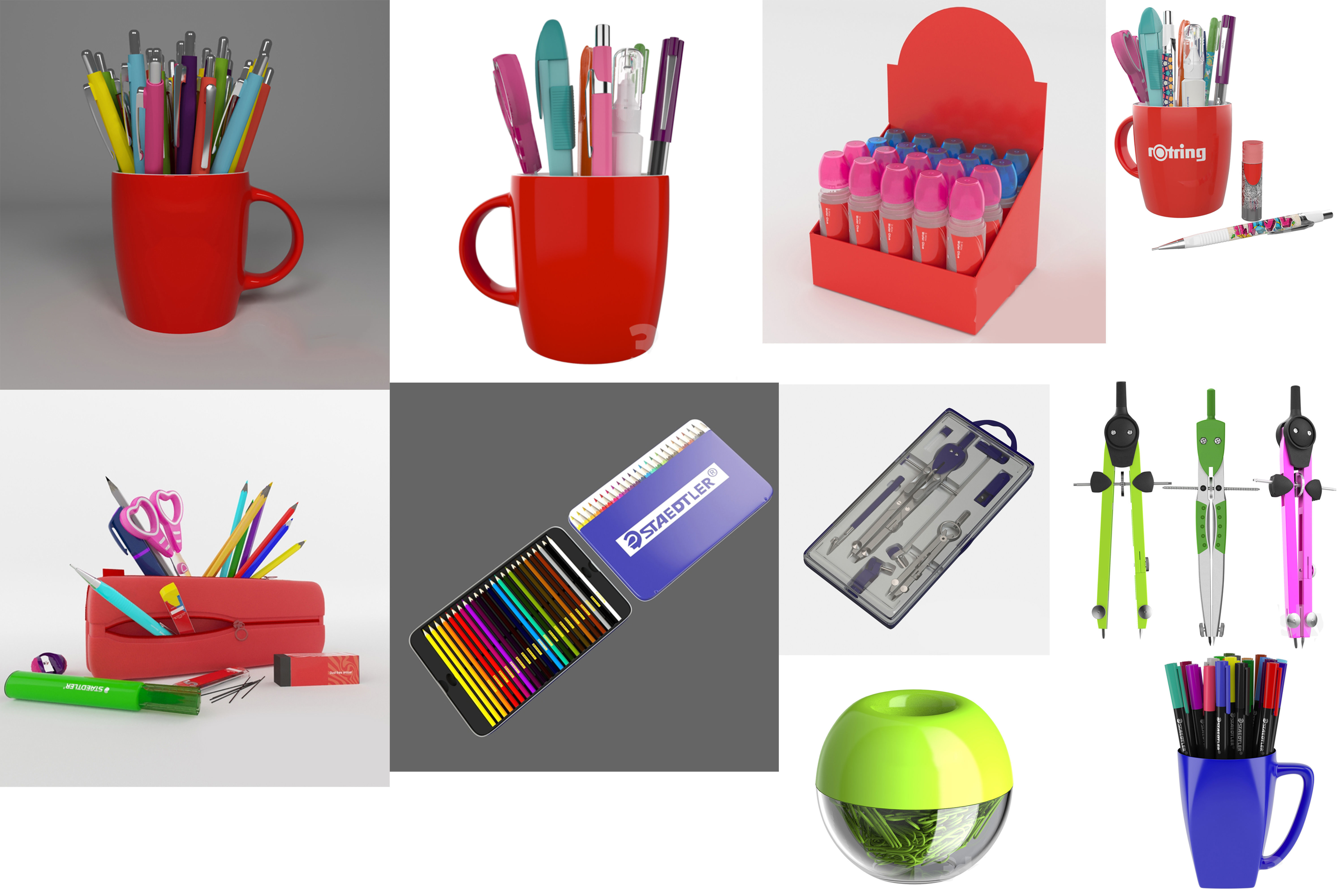 Stationery Set 3D model CGTrader