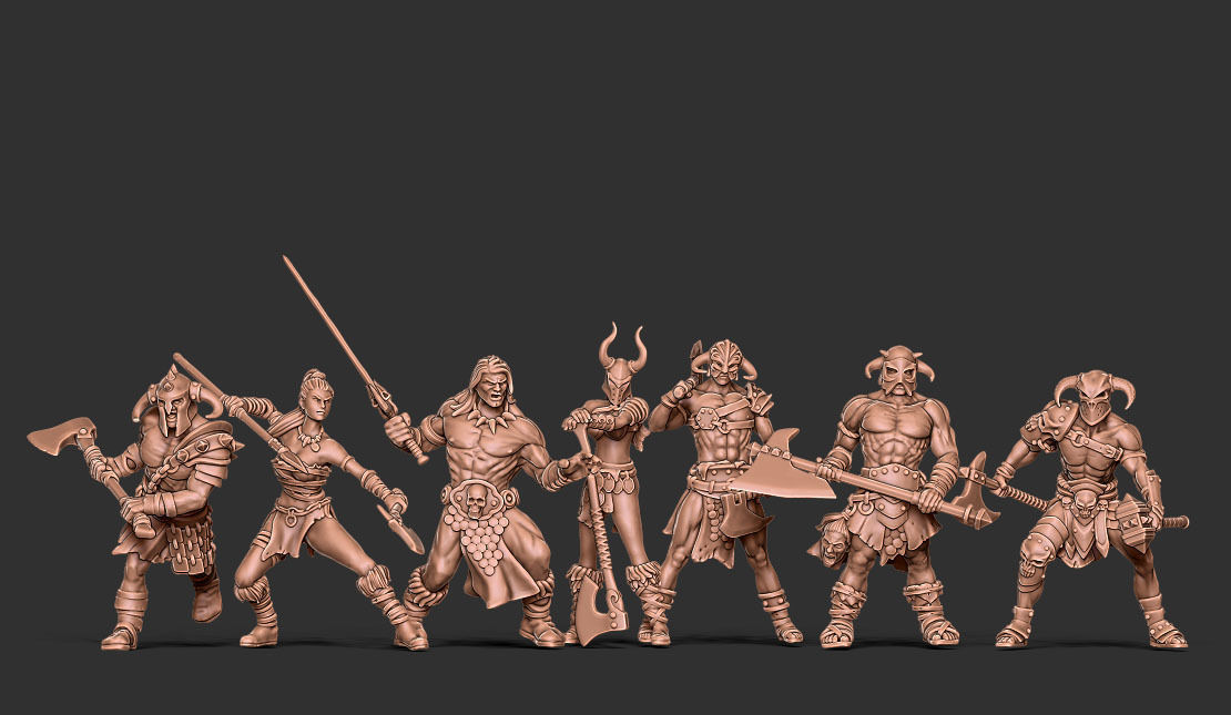 Barbarian bundle - 7 miniatures - 35mm scale