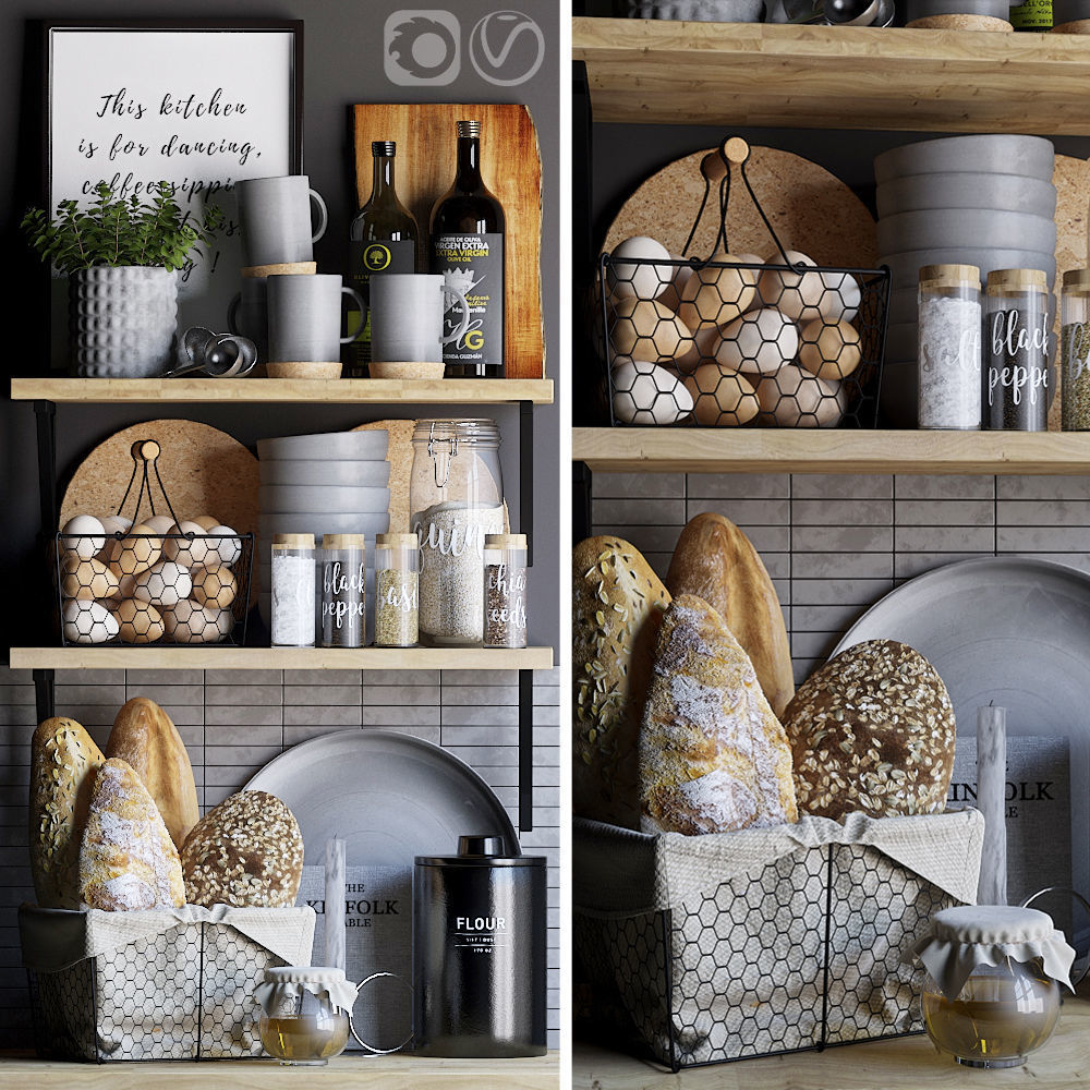 Kitchen Decor Set 3d Model Tray Cgtrader