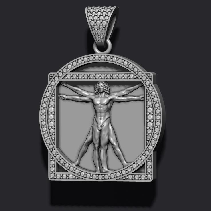 Vitruvian Man pendant basrelief 3D model 3D printable | CGTrader