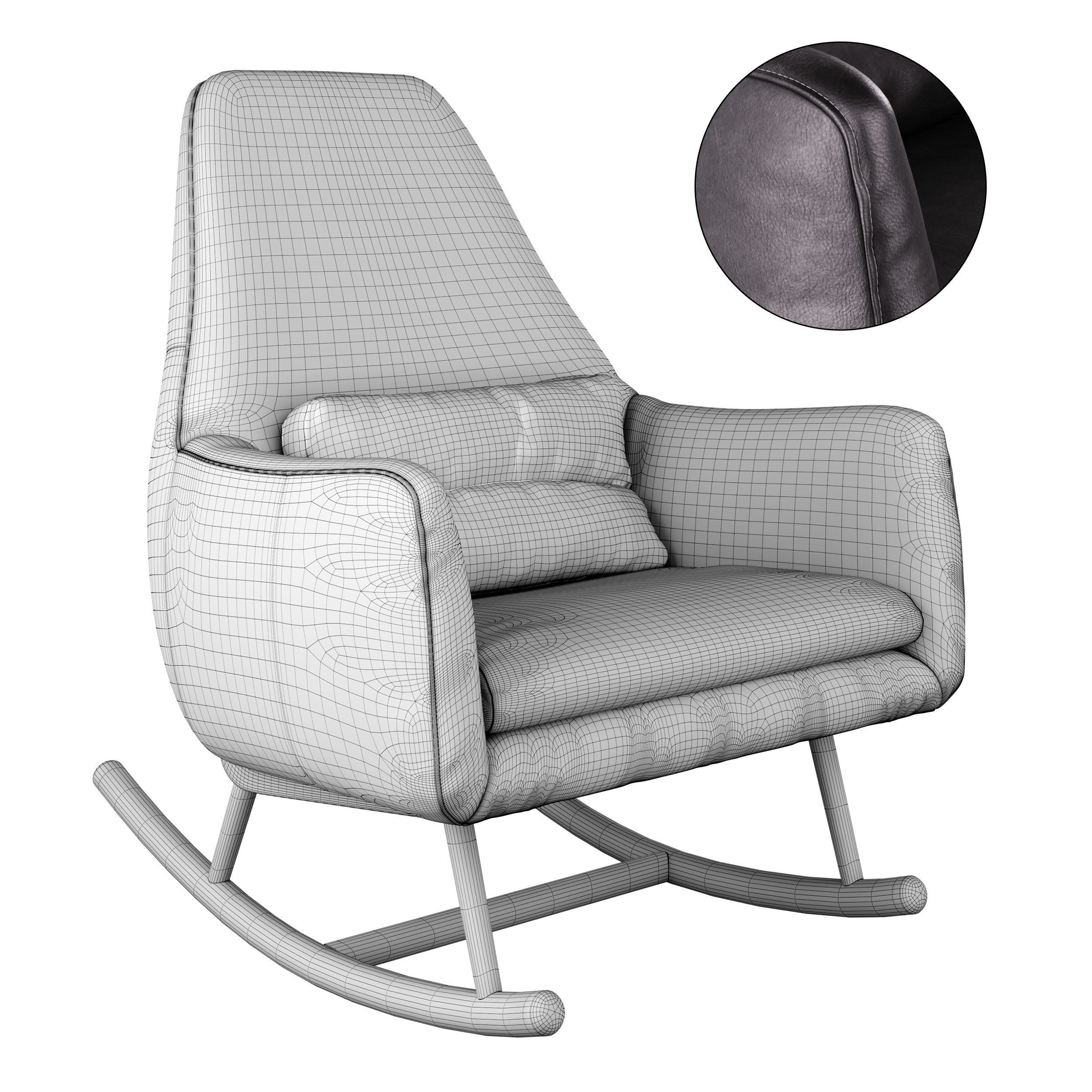 CB2 Saic Quantam leather rocking chair 3D model CGTrader