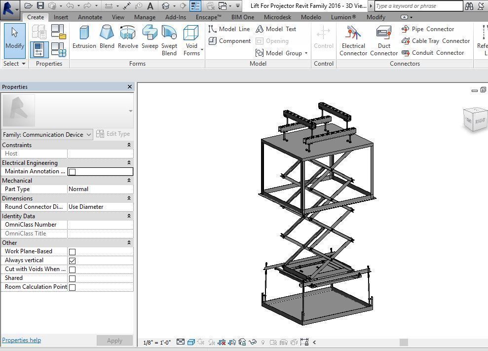 Lift For Projector Revit Family with Extend Parameter 3D model CGTrader