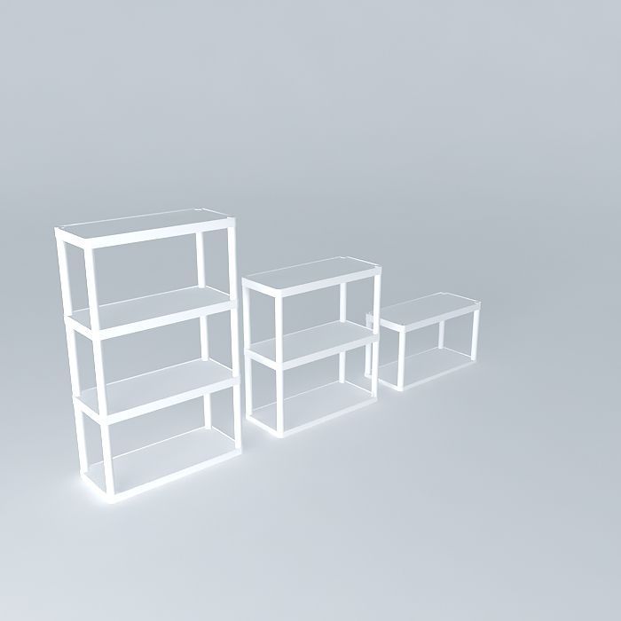 Plastic shelves without holes 3 pack free 3D model CGTrader