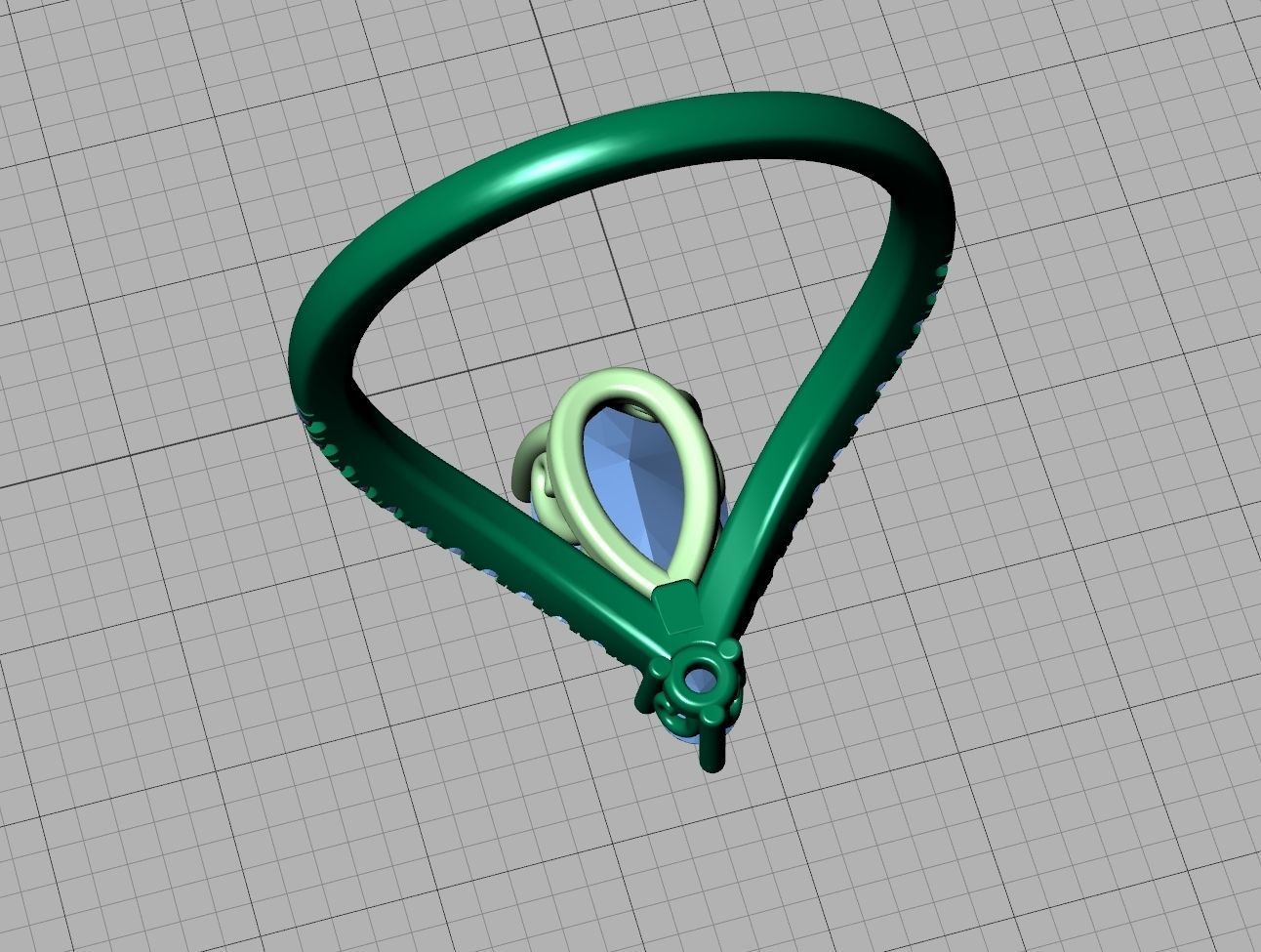 Pear Chevron Engagement ring Own design 9mm x 6mm pear stone 3D model ...