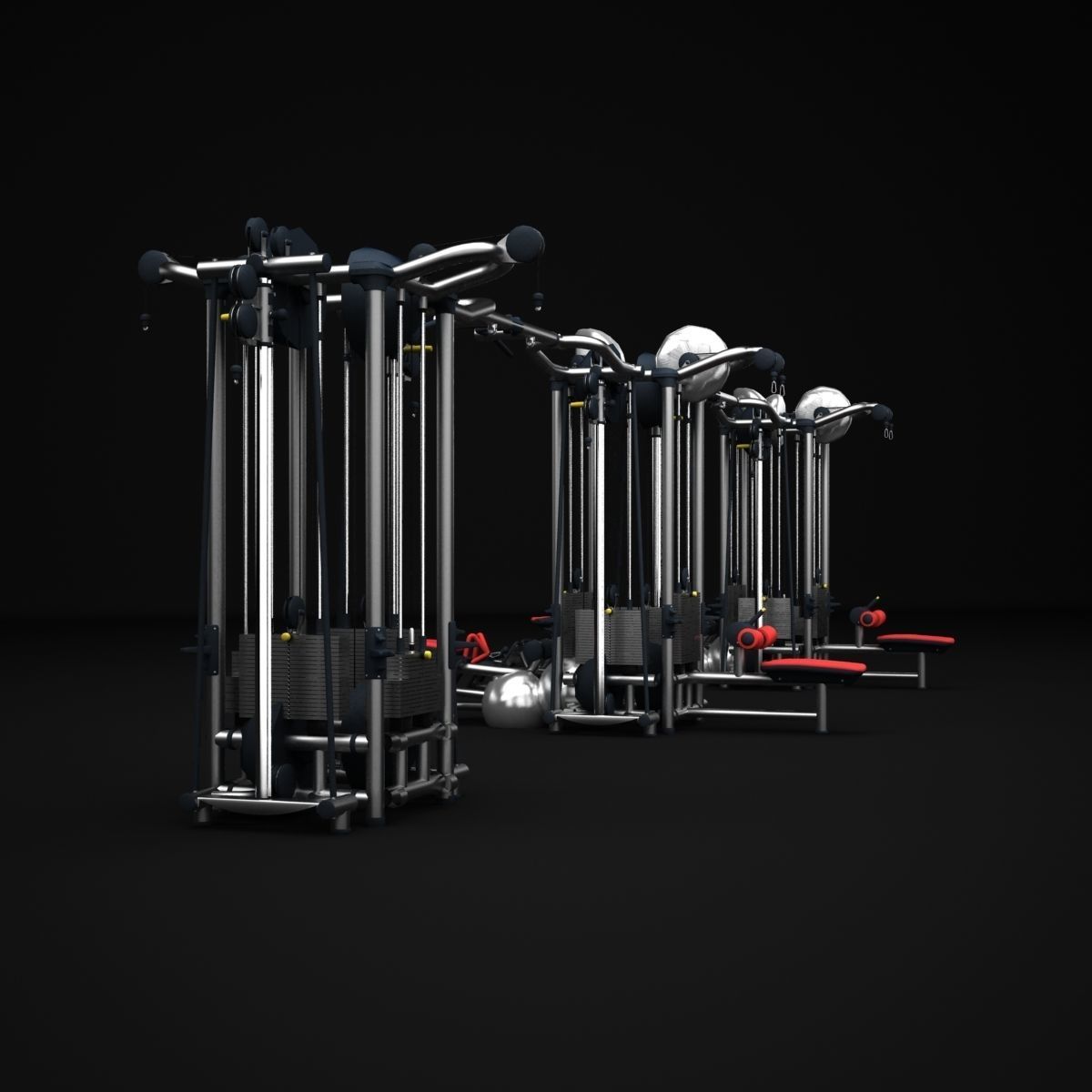 3D weight Multistation Fitness Cable Machine CGTrader