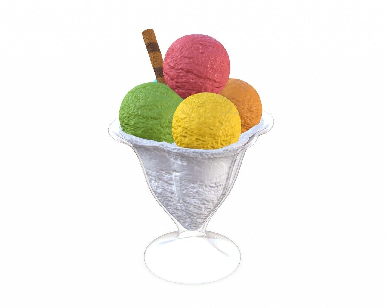 Ice cream balls in glass dish