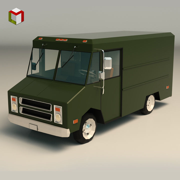 Low Poly Transporter Van 03 Low-poly 3D model