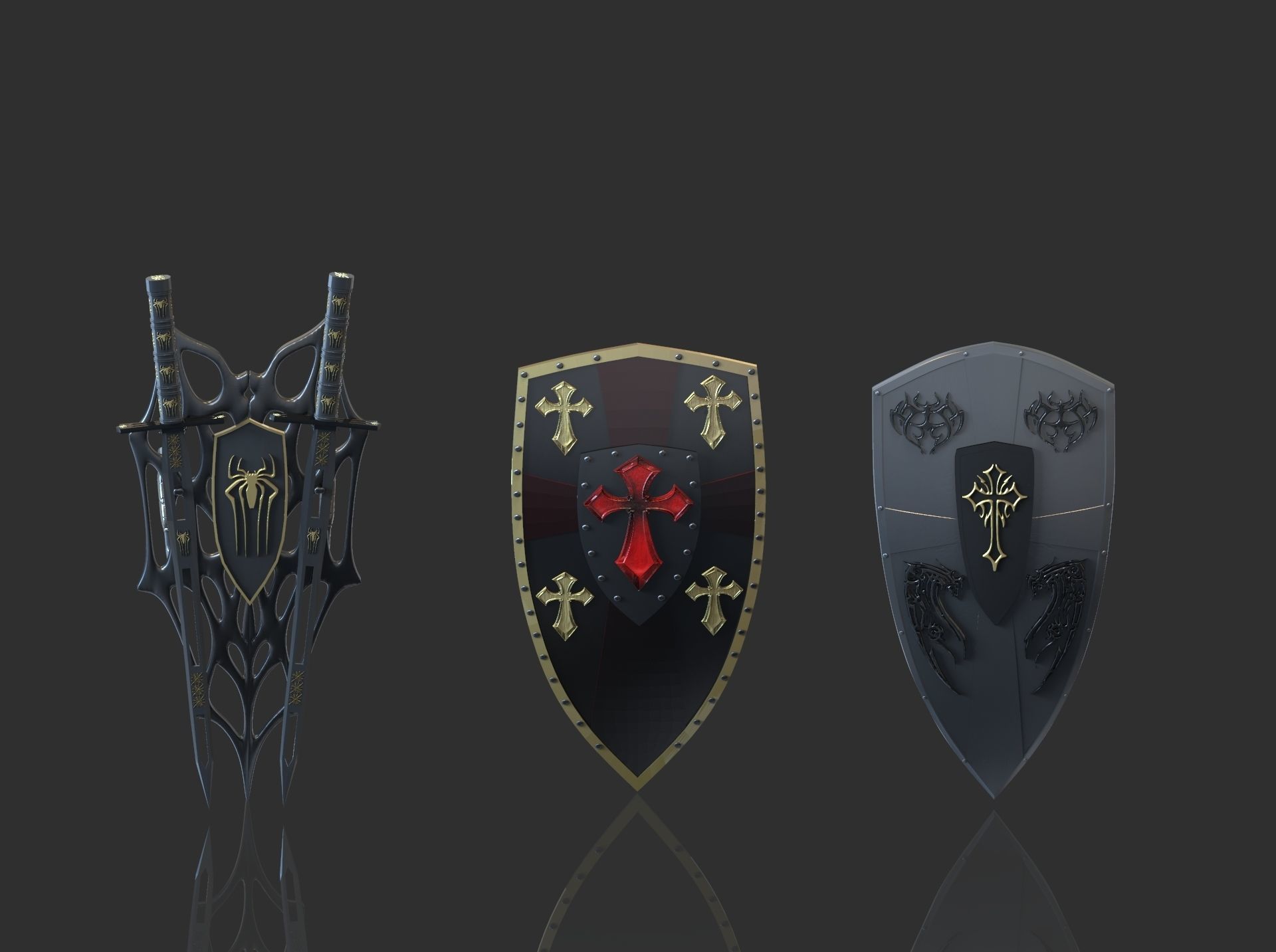 Shield set 3D model CGTrader