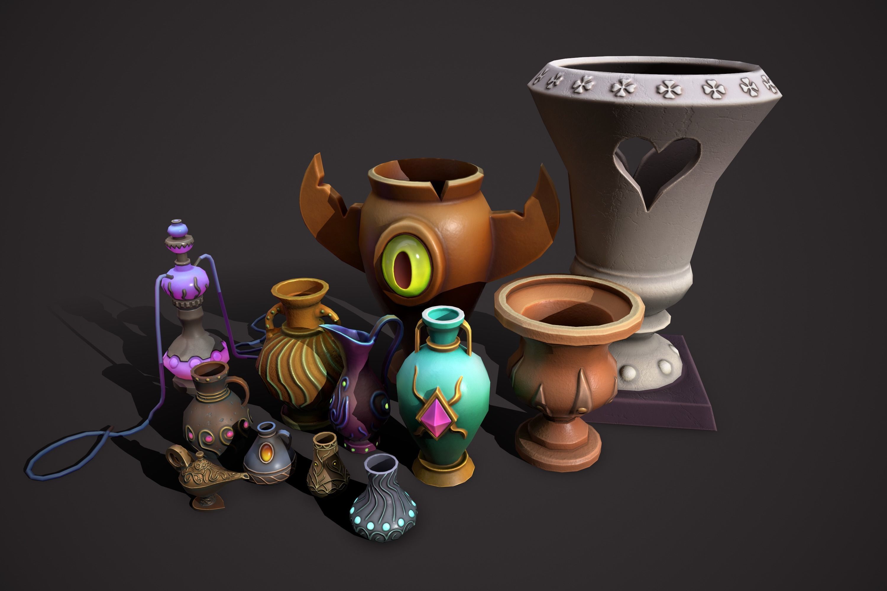 3D model magic pots VR / AR / lowpoly CGTrader