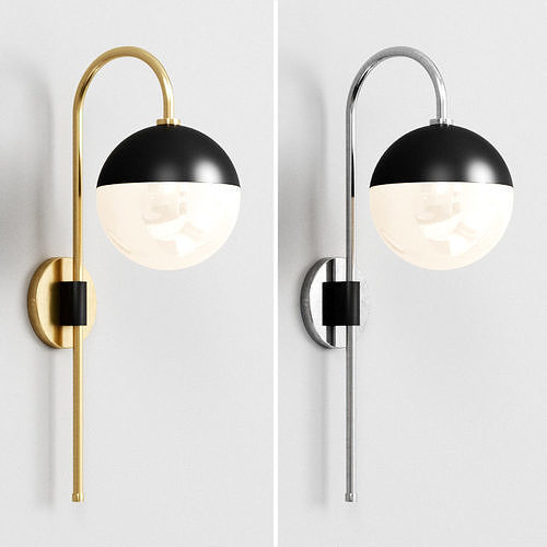 MIDCENTURY GLOBE WALL SCONCE 3D model CGTrader