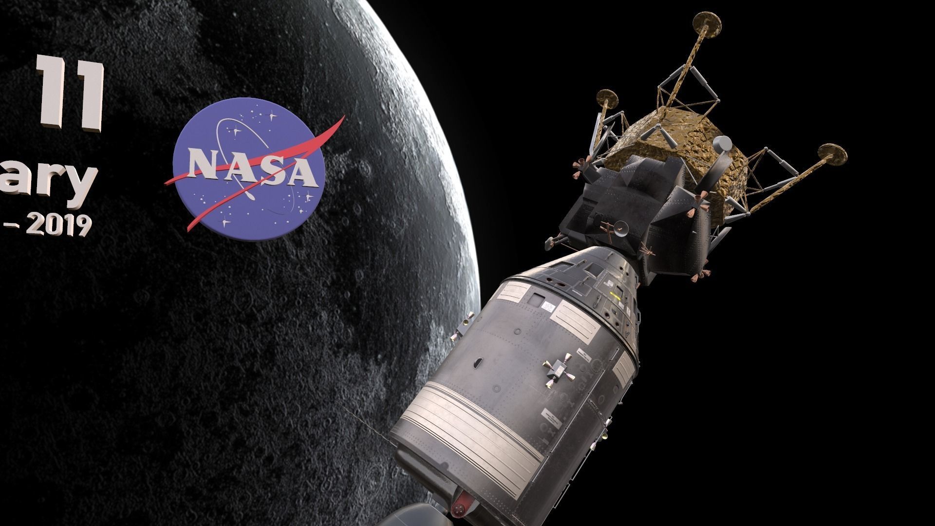 3D model Apollo command Service module and Lunar Module VR / AR / low ...