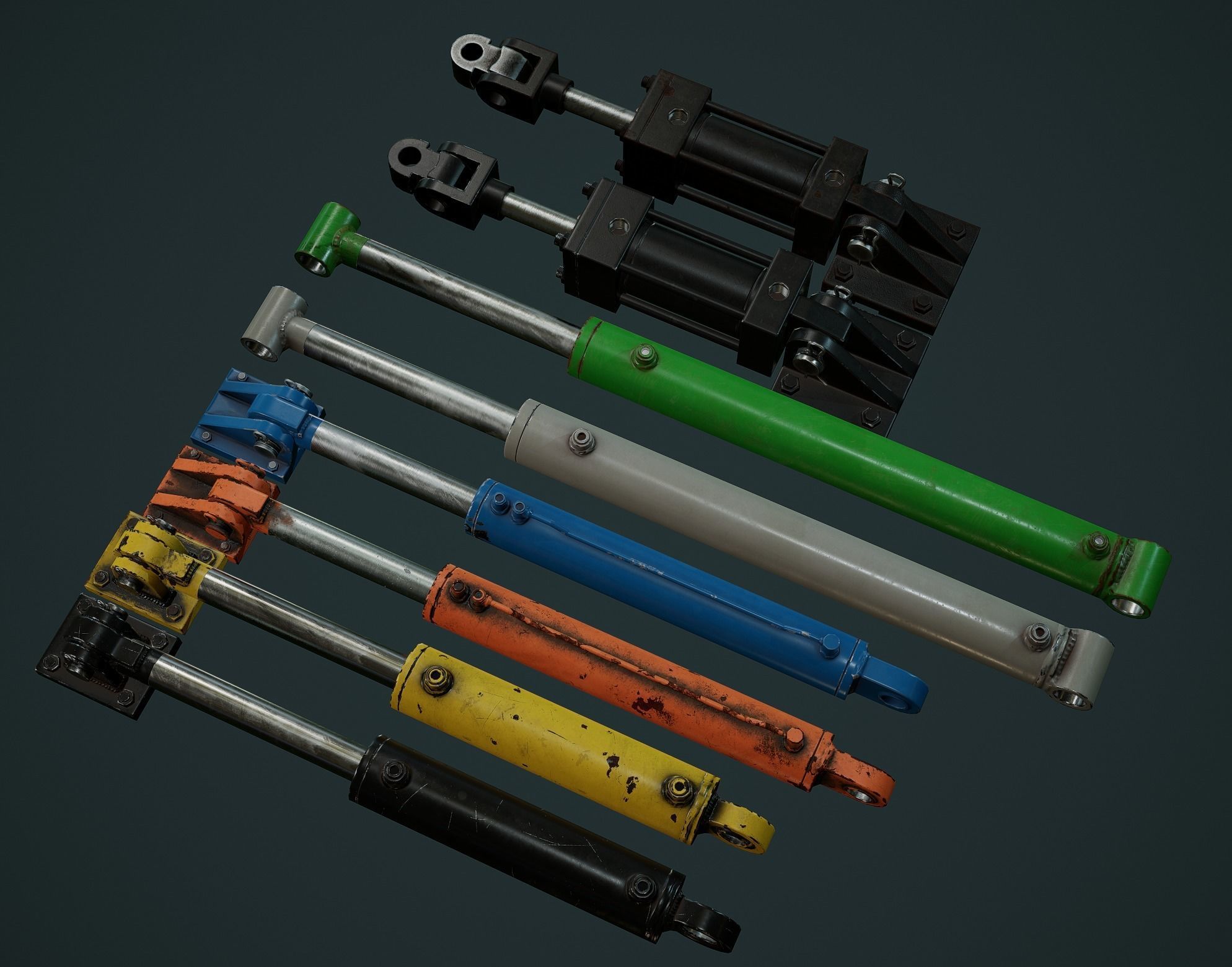 3D asset Hydraulic Cylinder Pack CGTrader