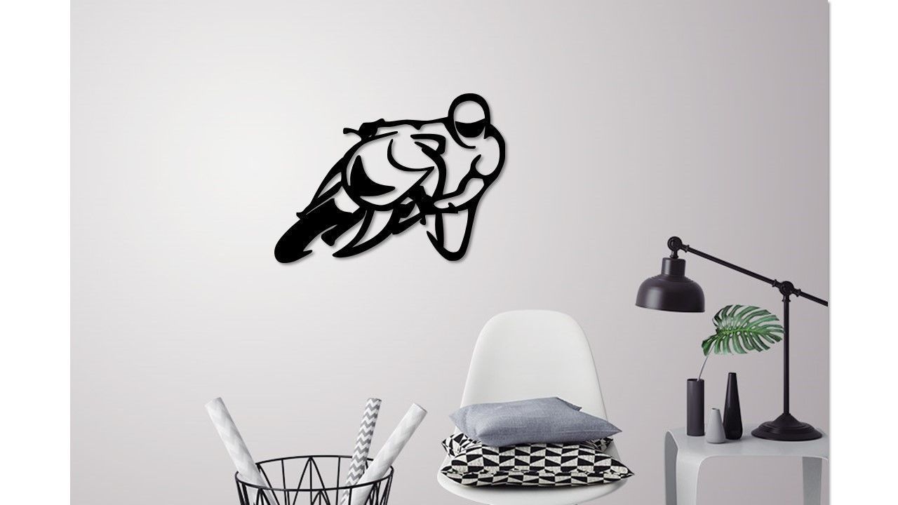 Motorbike racer wall decoration