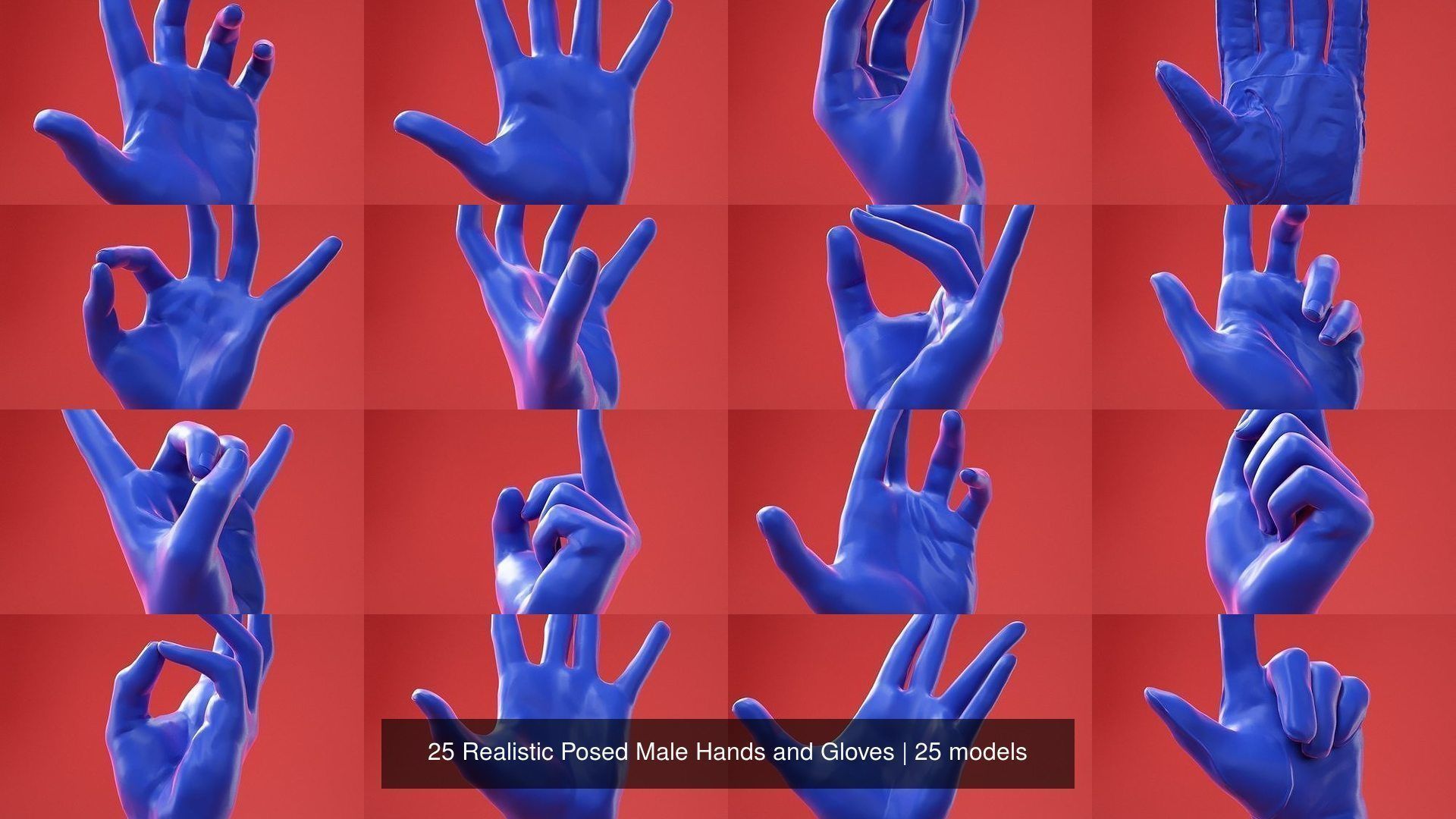 25 Realistic Posed Male Hands and Gloves