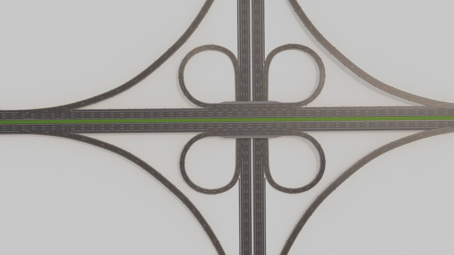 Highway Intersection Road Bridge 3D model CGTrader