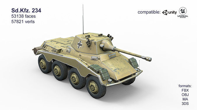 Sd Kfz 234 free VR / AR / low-poly 3D model | CGTrader