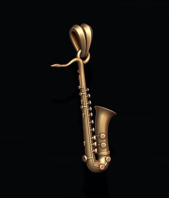 Saxophone pendant 3D model 3D printable | CGTrader