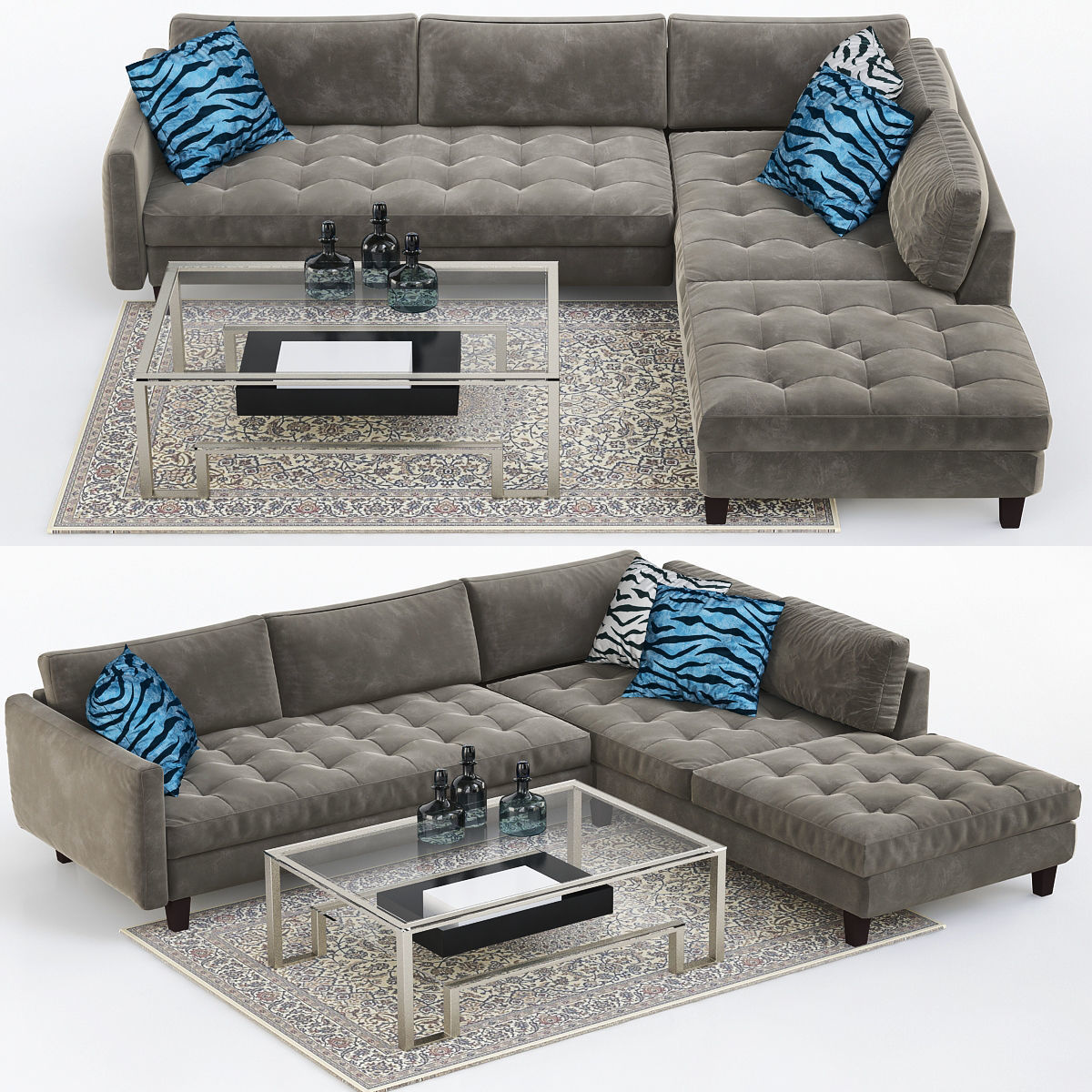 Piece Sectional Sofa Vapor Collection Z Gallerie 3D model CGTrader