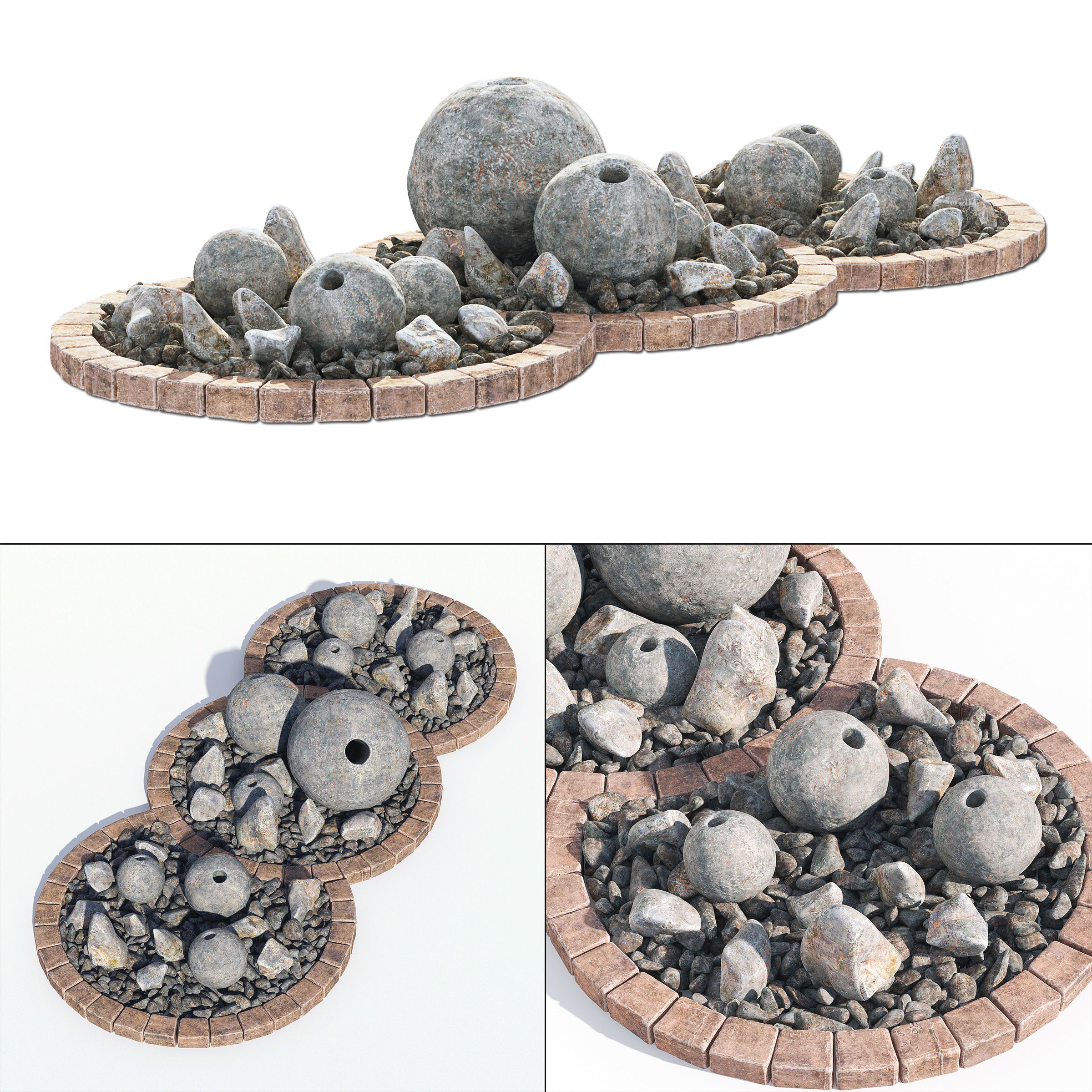Flowerbed sphere stone decor