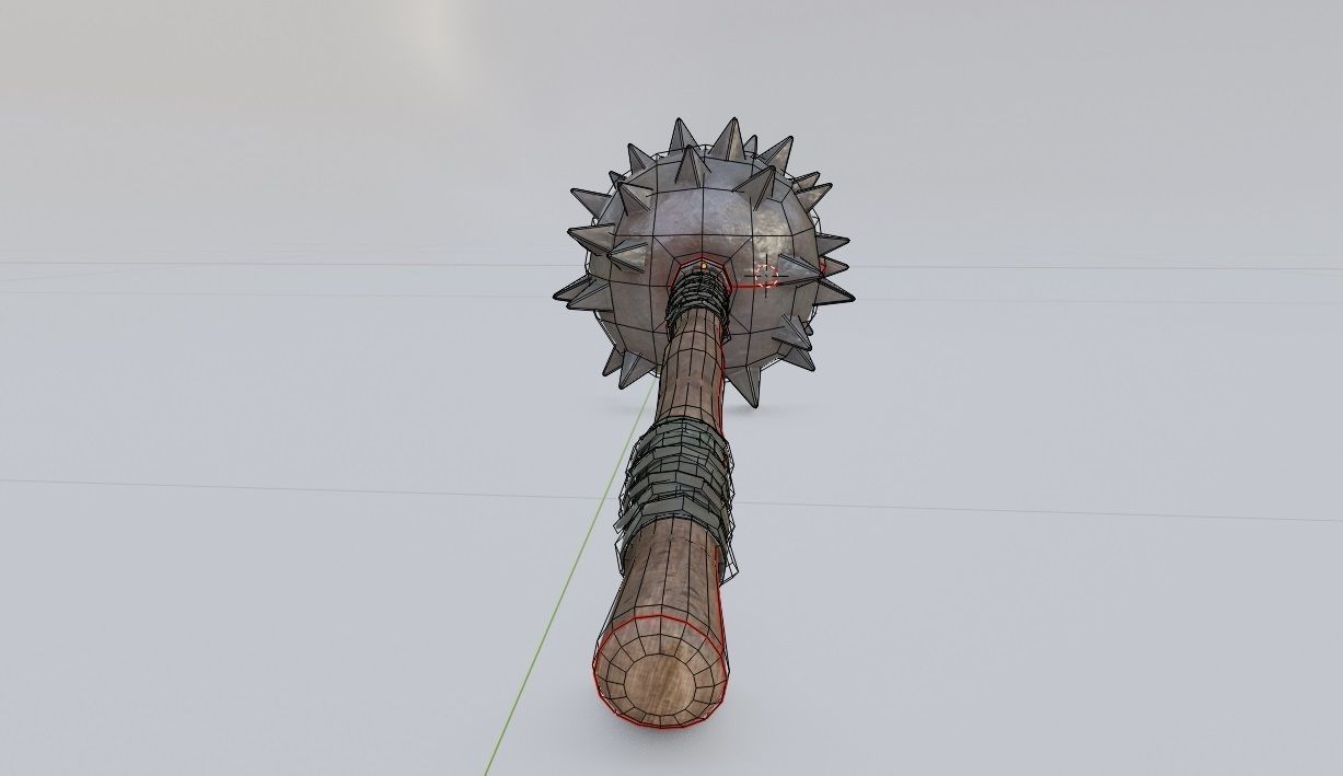 3D model medieval Spiked Club with pbr textures VR / AR / lowpoly