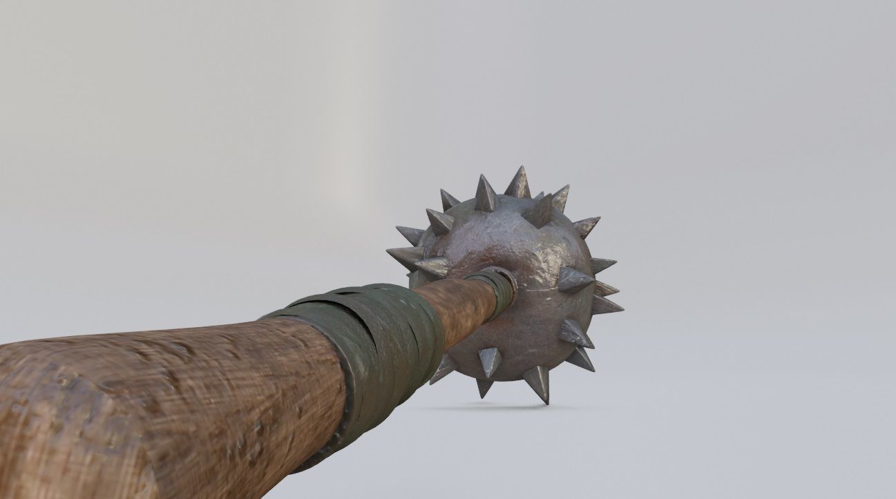 3D model medieval Spiked Club with pbr textures VR / AR / lowpoly