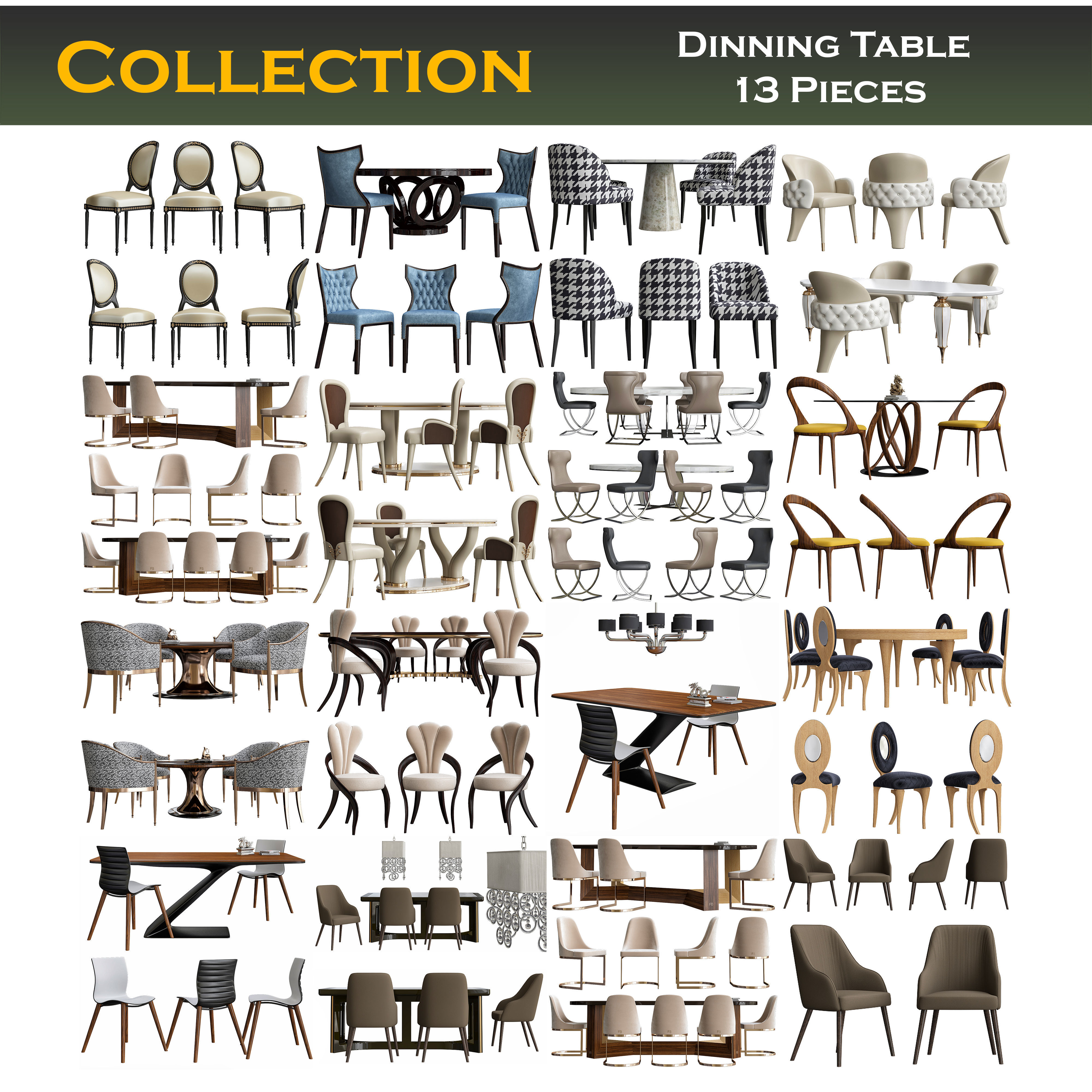 Collection of dining tables 3d model