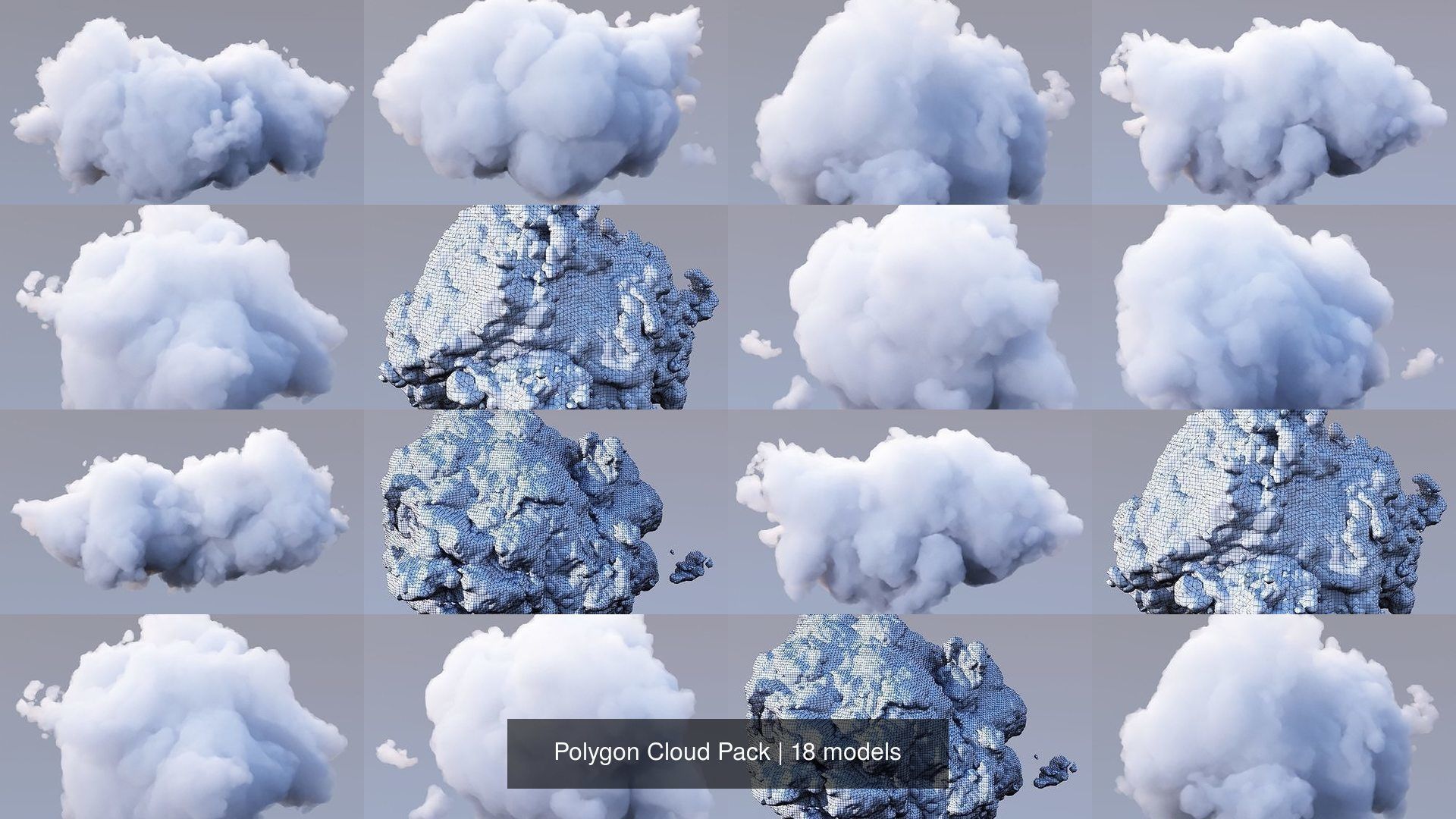 Polygon Cloud Pack 3D Model Collection | CGTrader